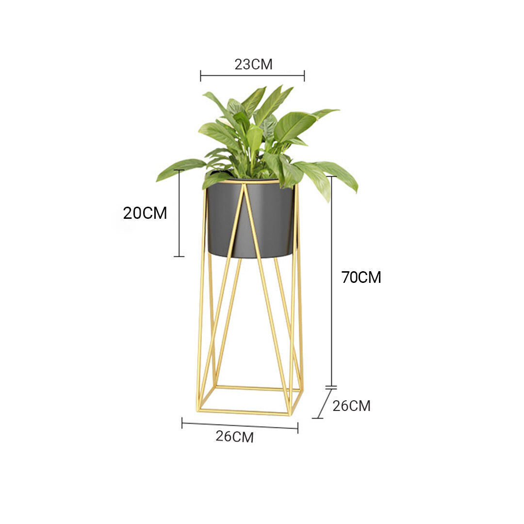 4x 70cm gold metal plant stand with black flower pot holder corner shelving rack indoor display Price