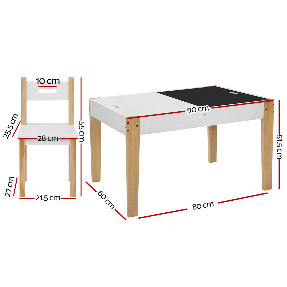 3PCS Kids Table and Chairs Set Storage Toys Play Activity Desk Chalkboard Price