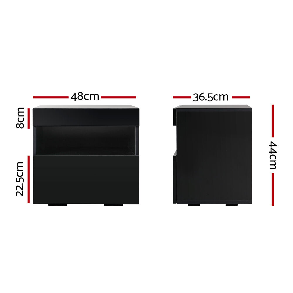 Bedside Table LED - HERES Black Price