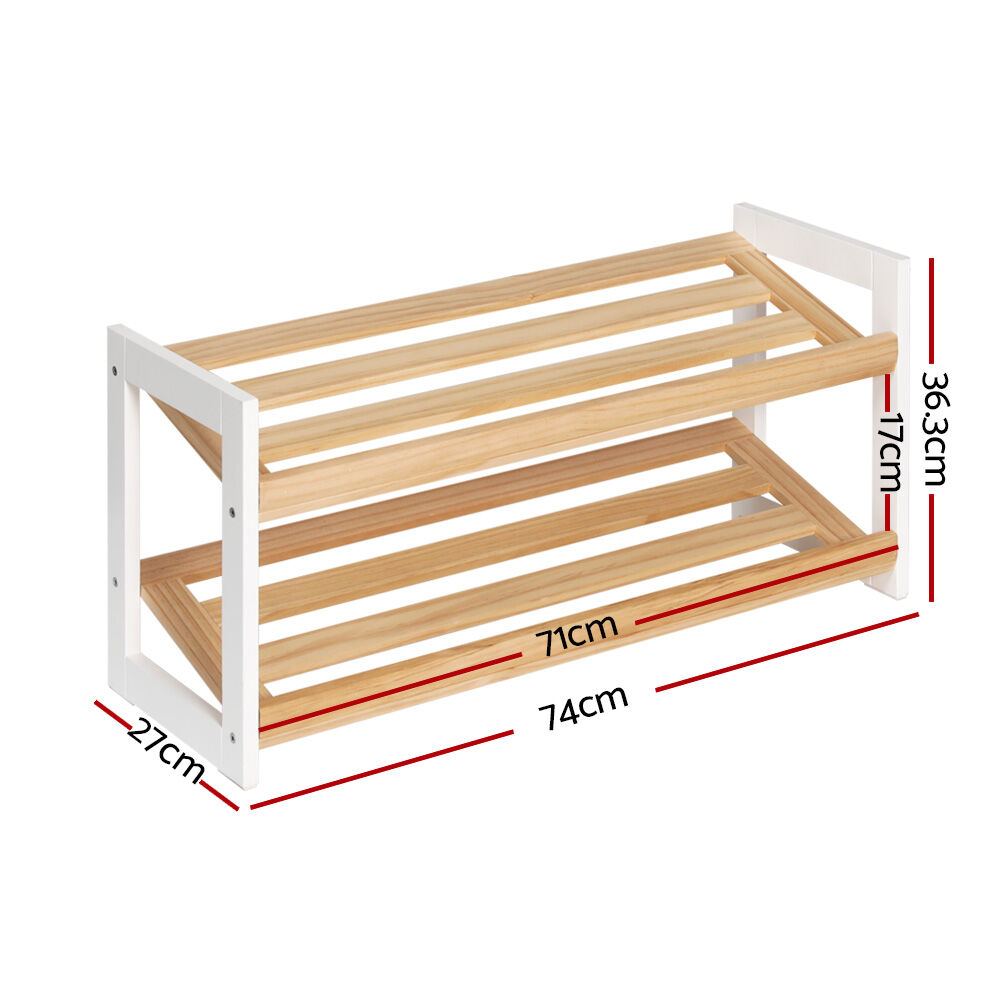 Shoe Rack 2 Tier 6 Pairs White Kara Price