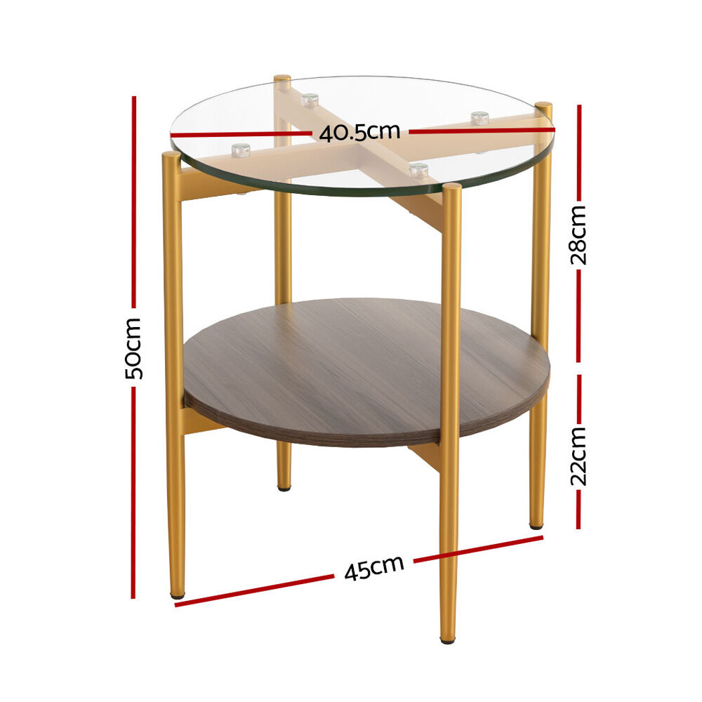 Coffee Table 45CM Round Tempered Glass Carol Price