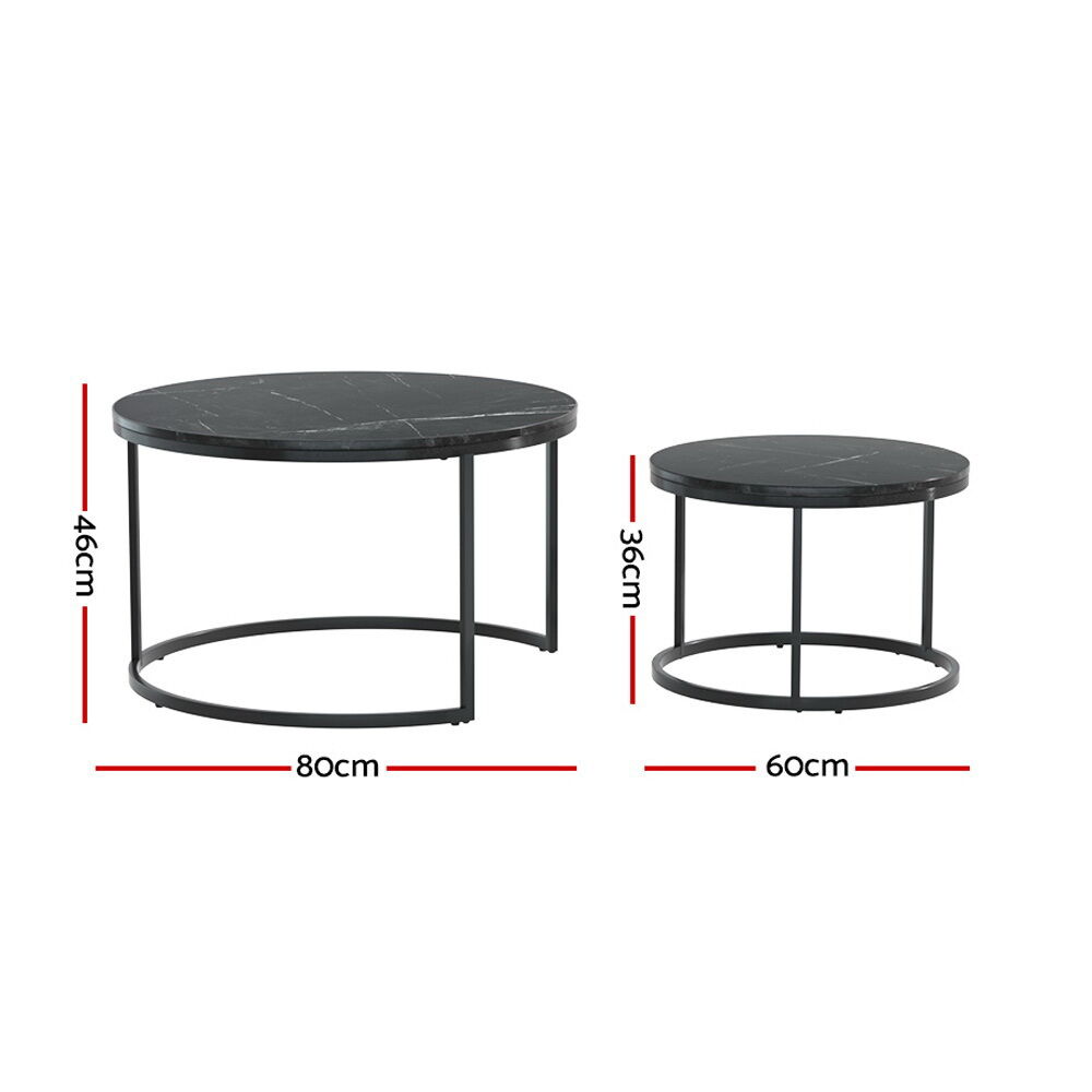 Nesting Coffee Table Set of 2 Marble Effect Tika Price