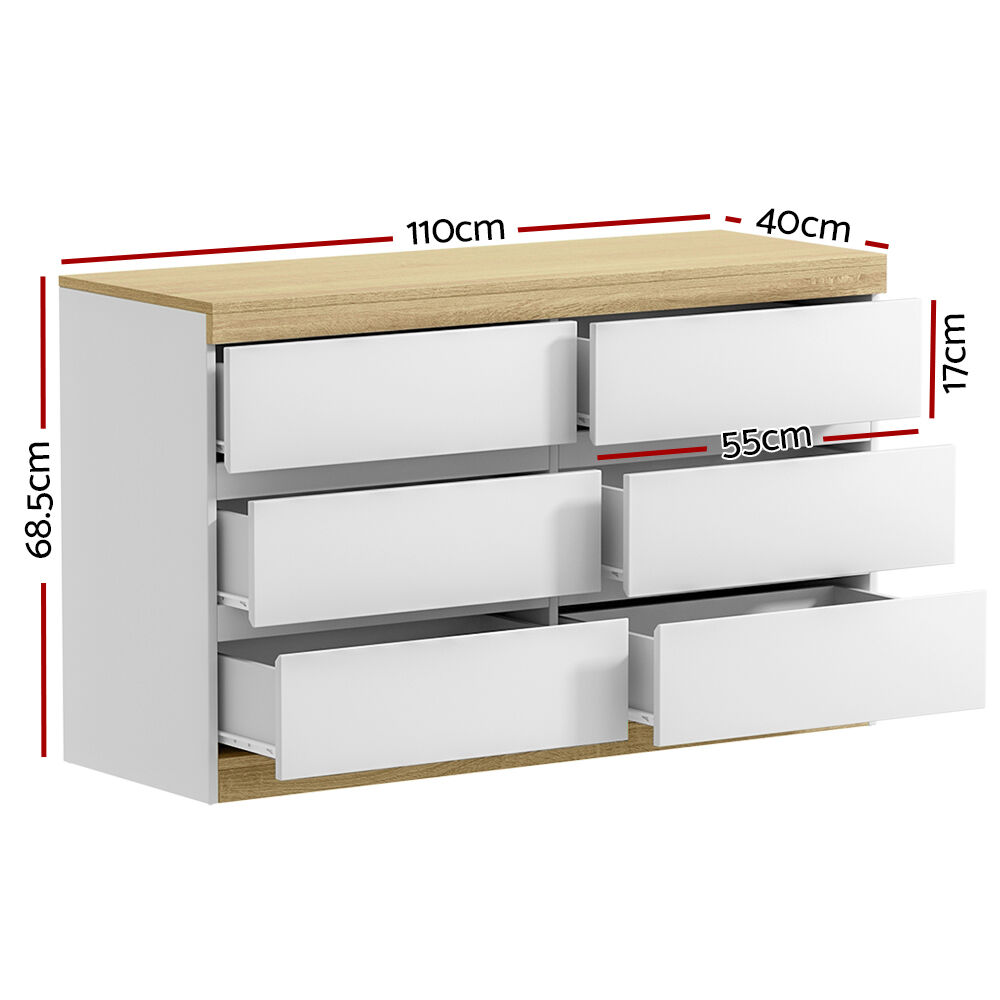 6 Chest of Drawers Cabinet Dresser Table Tallboy Storage Bedroom White Price