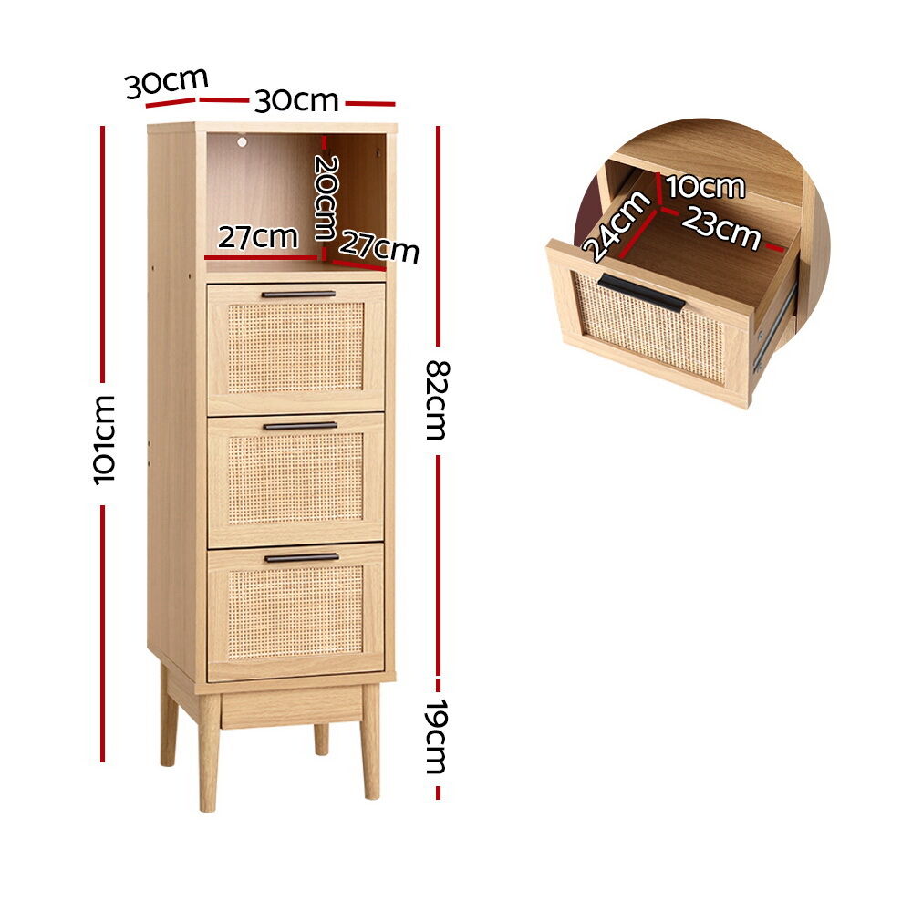 3 Chest of Drawers with Shelf - BRIONY Oak Price