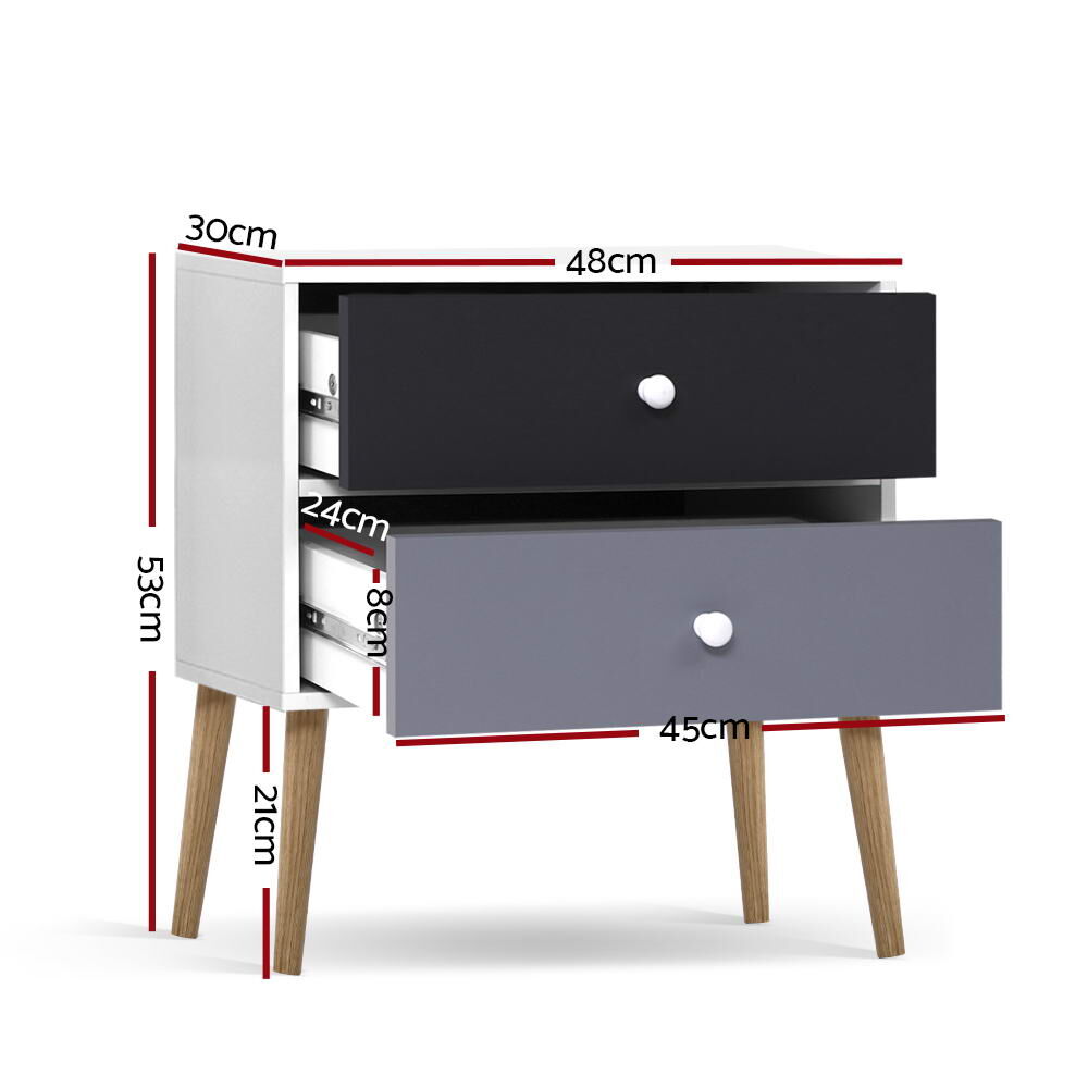 Bedside Table 2 Drawers - BONDS White Price