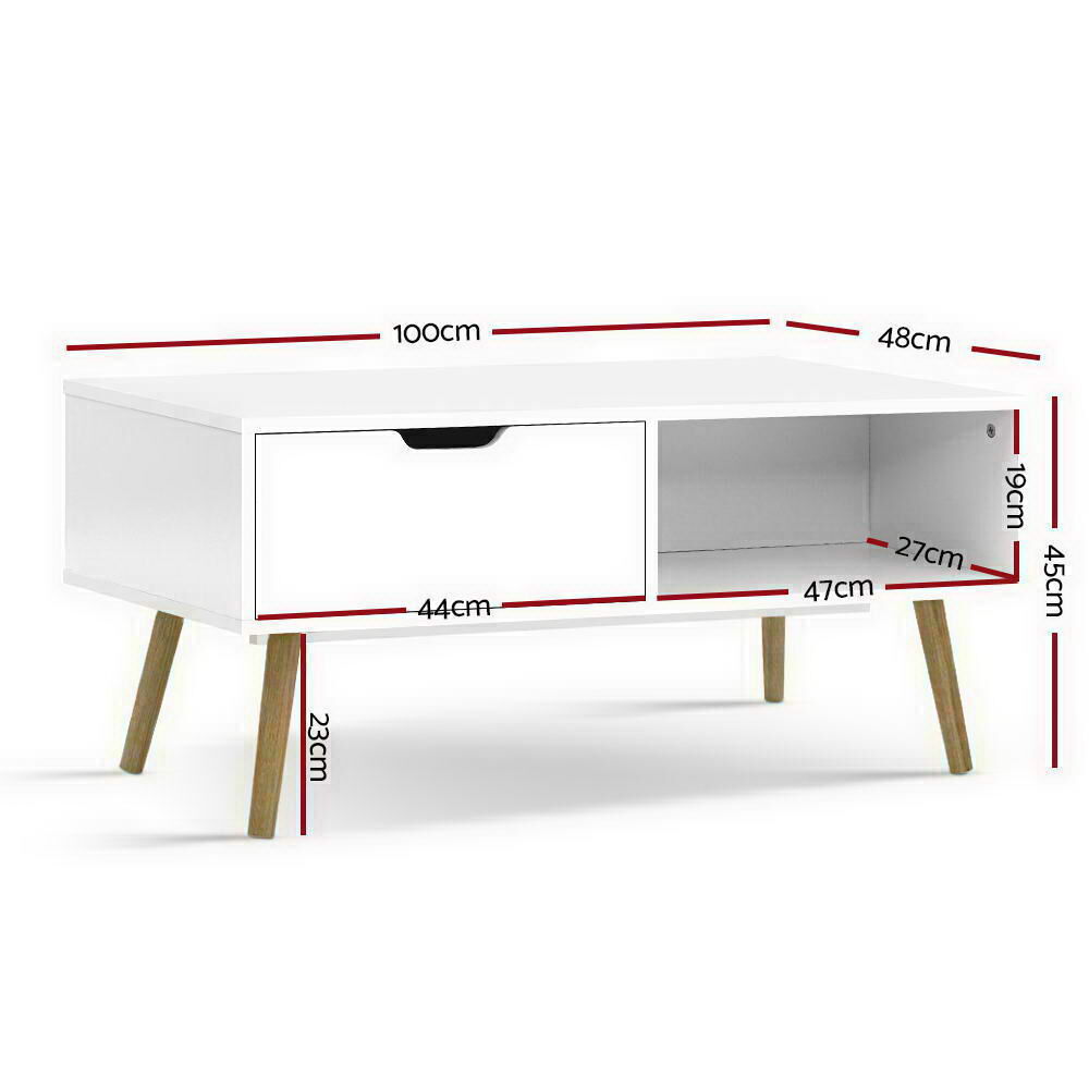 Coffee Table Storage Drawer White Larin Price