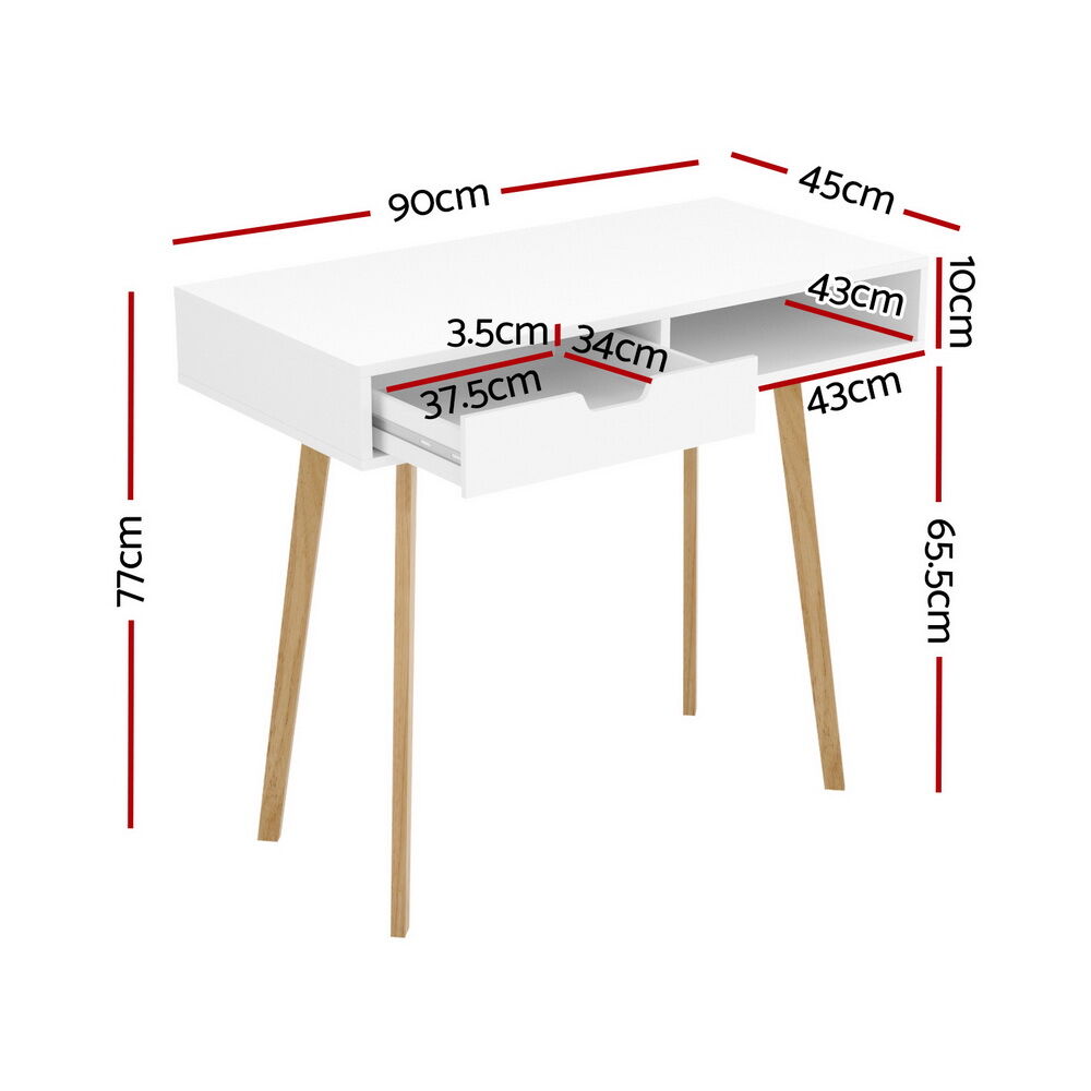 Computer Desk Drawer Cabinet Shelf White 90CM Price