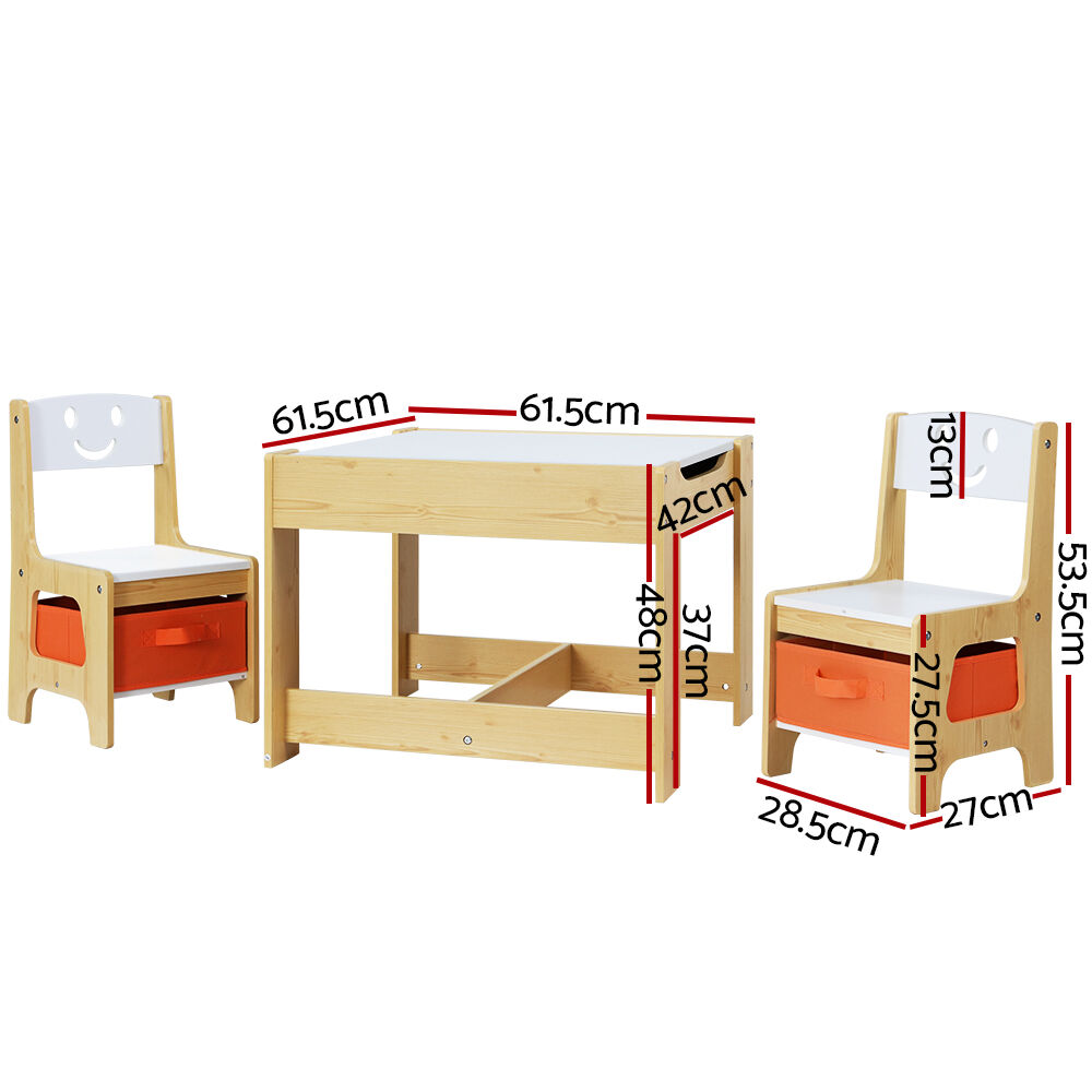 3PCS Kids Table and Chairs Set Activity Desk Chalkboard Toys Storage Box Price
