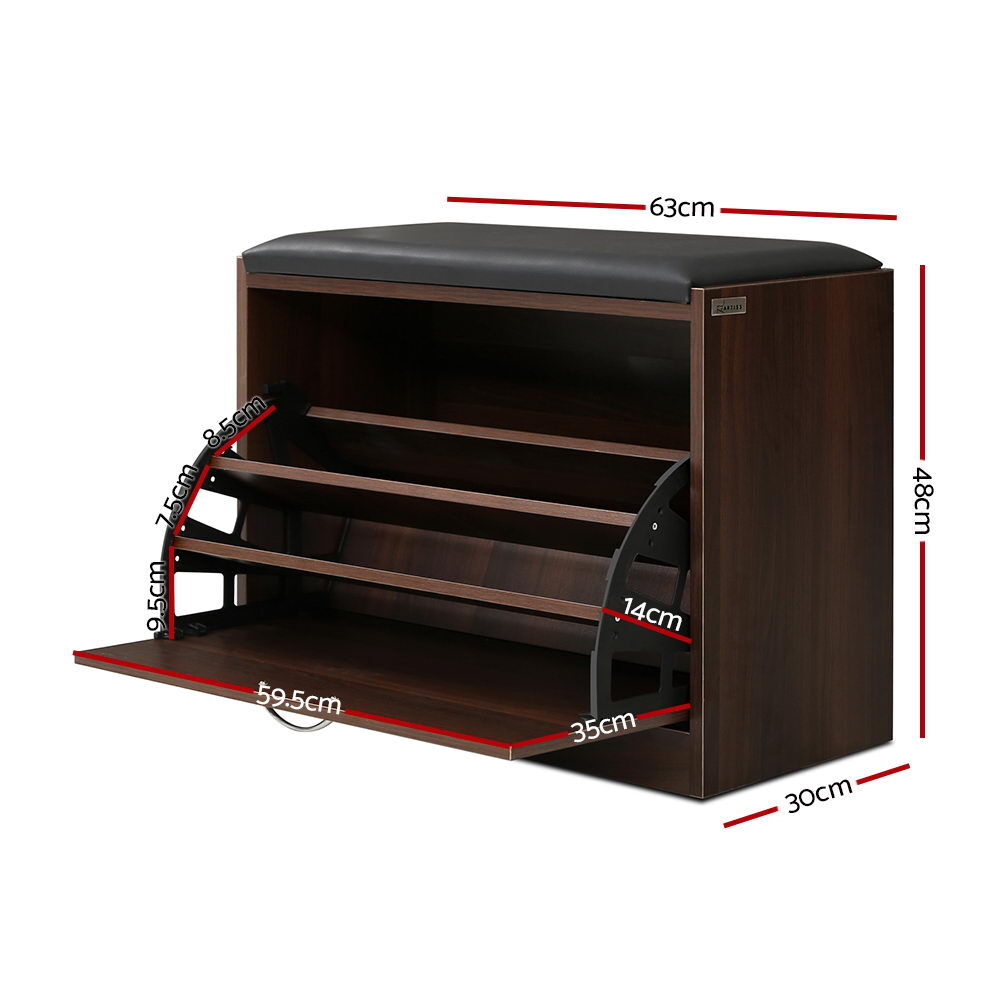 Shoe Bench Shoe Cabinet 15 Pairs Walnut Kyla Price