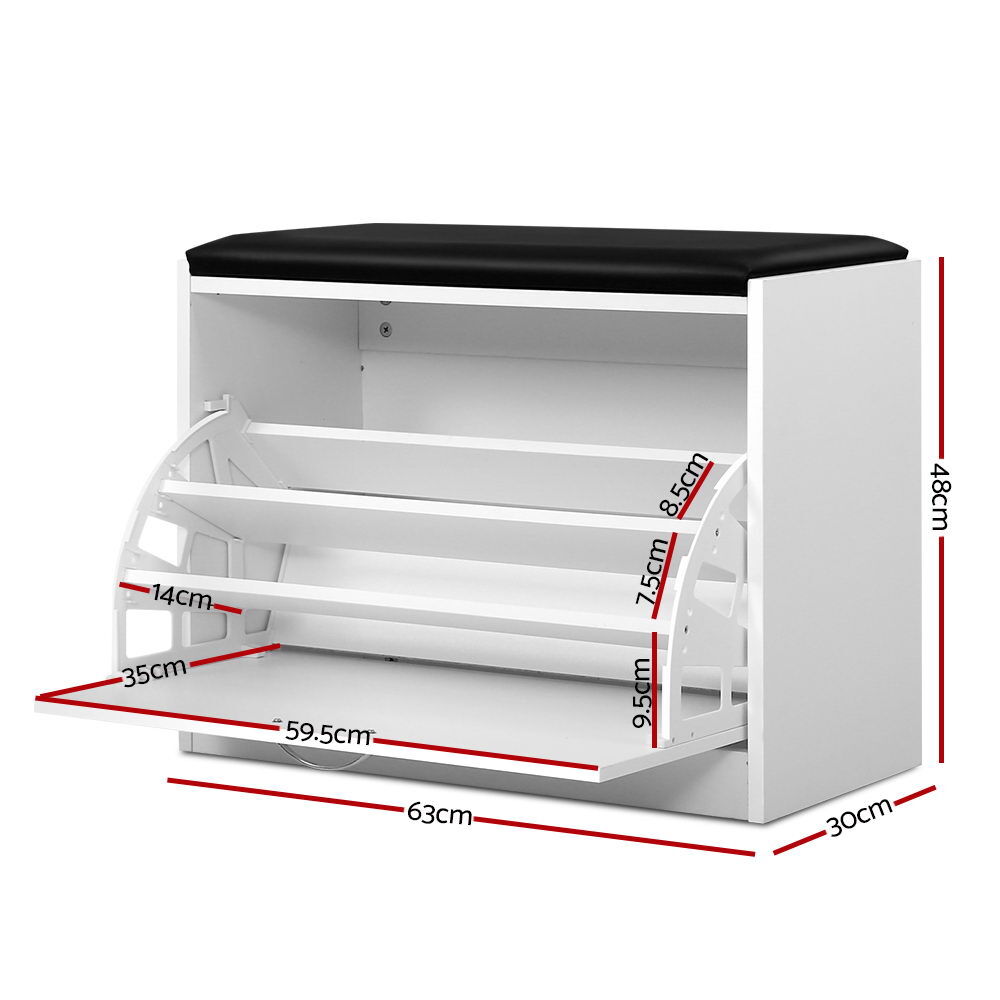 Shoe Rack Bench Shoe Cabinet 15 Pairs White Kyla Price