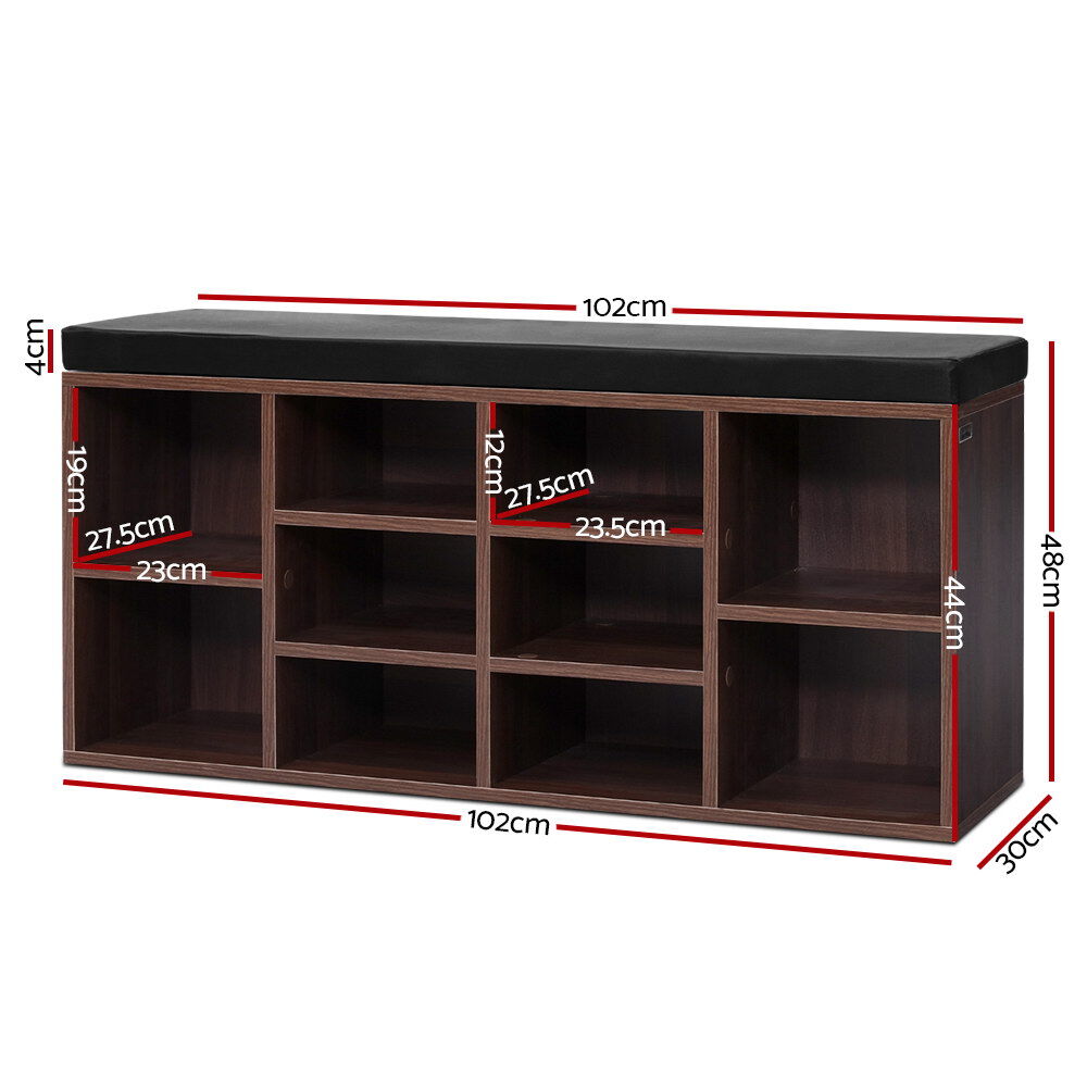 Shoe Cabinet Bench Shoes Storage Rack Organiser Shelf Cupboard Box Walnut Price