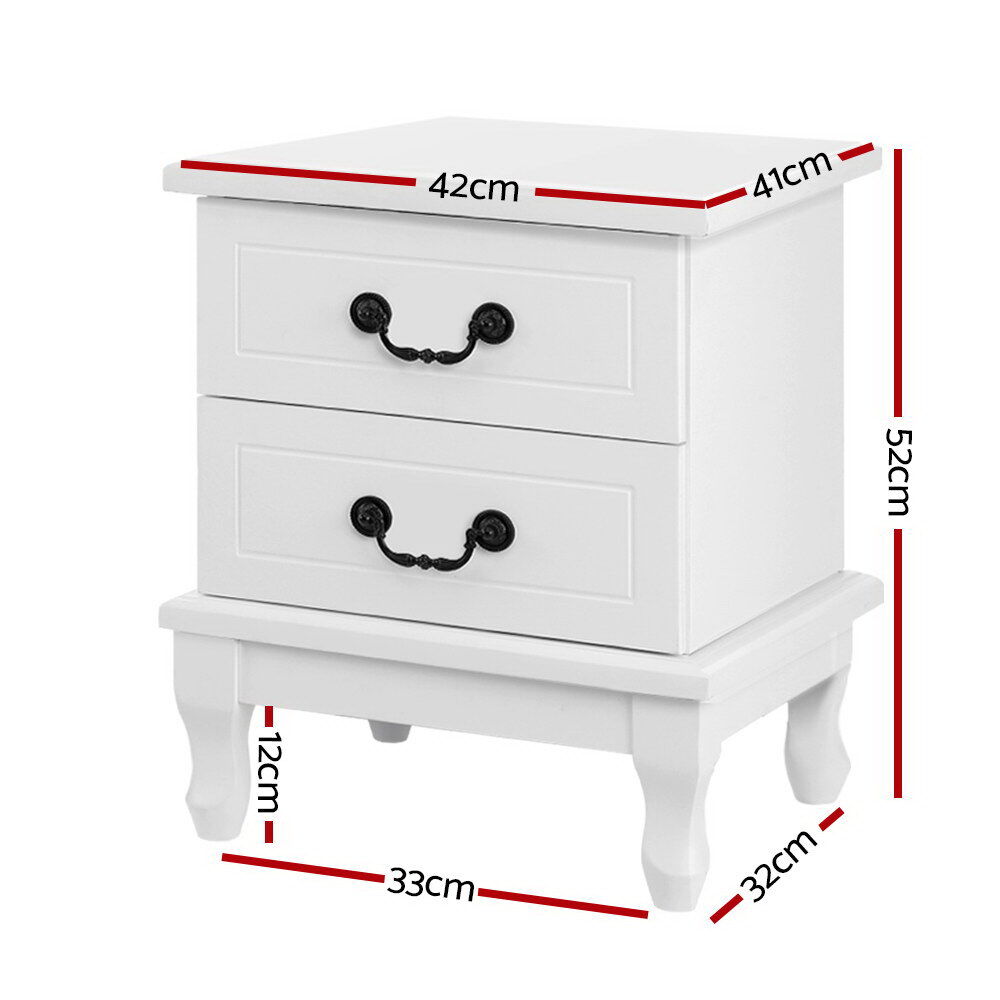 Bedside Table 2 Drawers - KUBI White Price