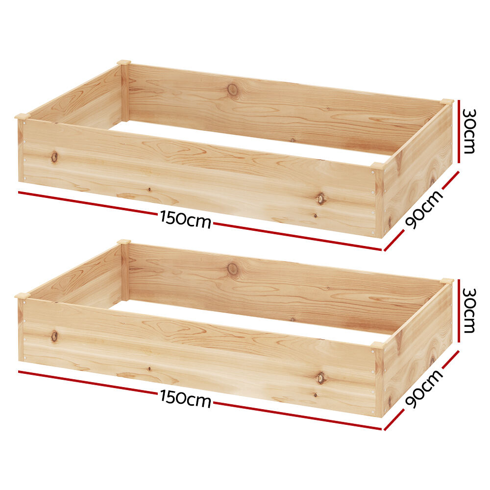 Green Fingers Garden Bed 150x90x30cm Wooden Planter Box Raised Container Growing Price