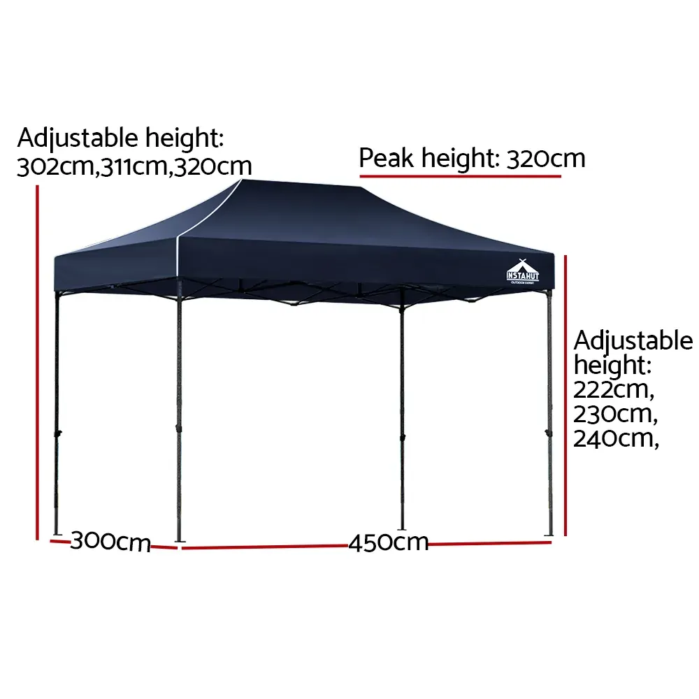 Gazebo Pop Up 3x4.5m w/Base Podx4 Marquee Folding Outdoor Wedding Camping Tent Shade Canopy Navy Price