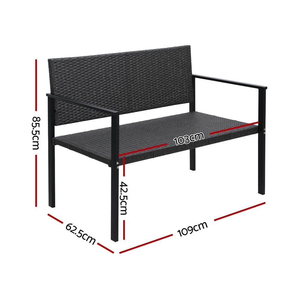 Outdoor Garden Bench Seat Rattan Chair Steel Patio Furniture Park Grey Price