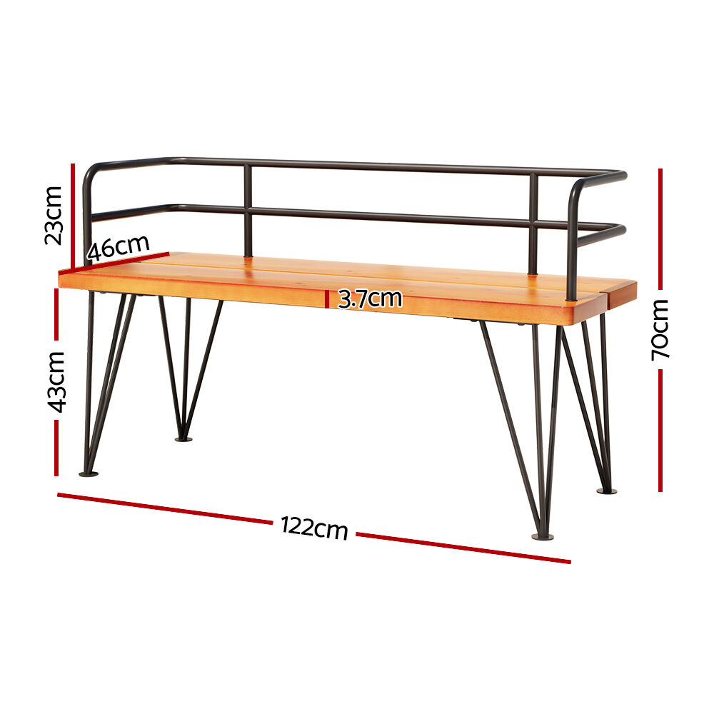 Outdoor Garden Bench Seat 122cm Wooden Steel 3 Seater Patio Furniture Price