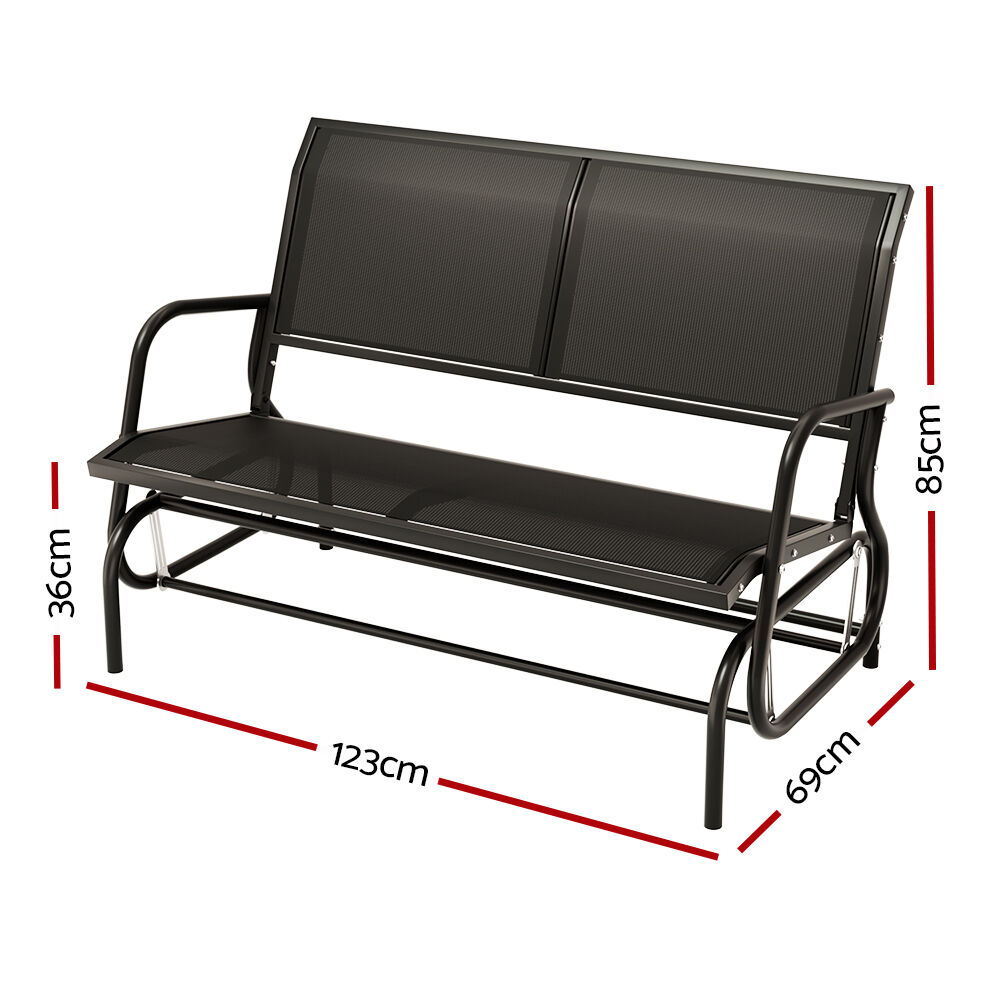 Outdoor Garden Bench Seat Swing Glider Rocking 2 Seater Patio Furniture Black Price
