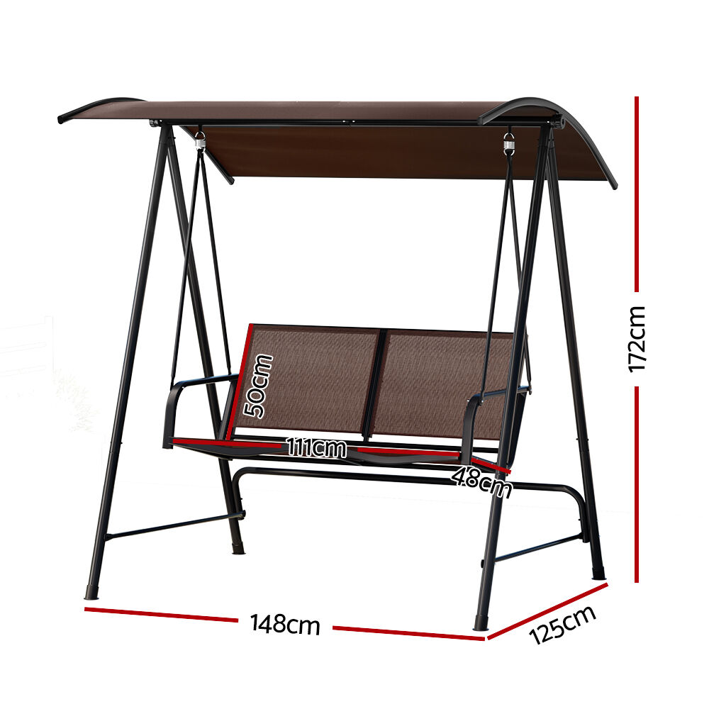 Outdoor Swing Chair Garden Bench Furniture Canopy 2 Seater Brown Price