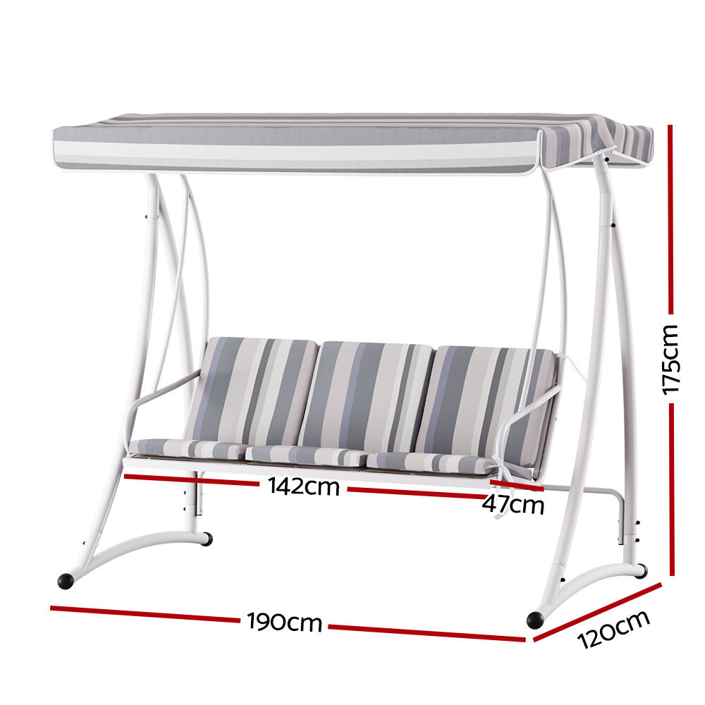 Outdoor Swing Chair Garden Bench Furniture Canopy 3 Seater White Grey Price