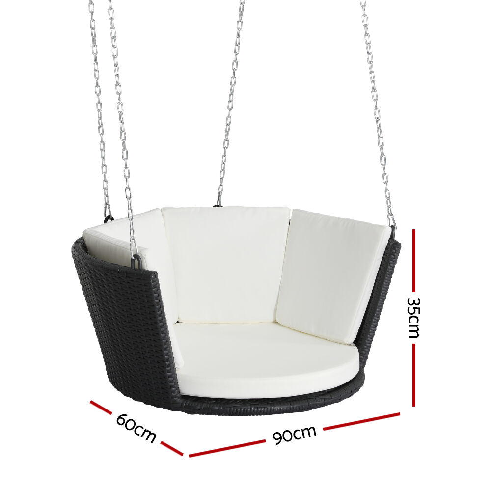 Rattan Porch Swing Chair With Chain Cushion Outdoor Furniture Black Price