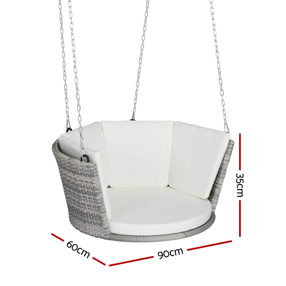 Rattan Porch Swing Chair With Chain Cushion Outdoor Furniture Grey Price