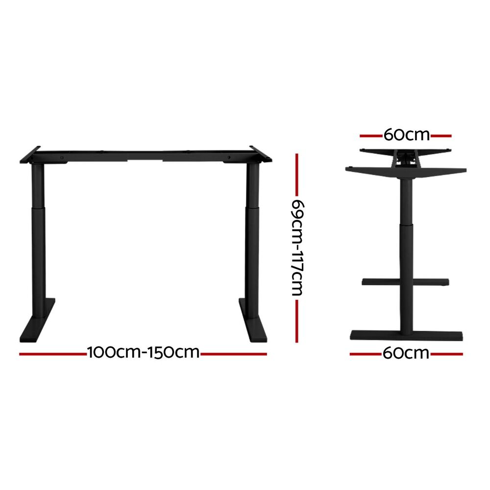 Standing Desk Sit Stand Motorised Adjustable Frame Only Dual Motor Black Price