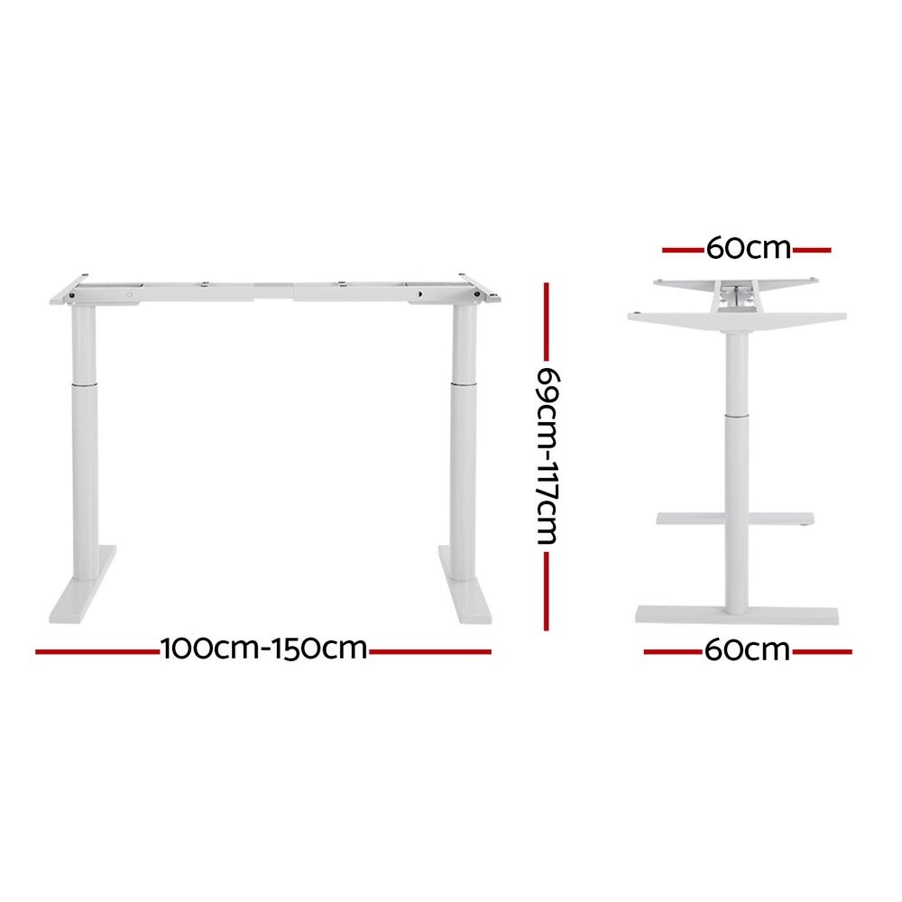 Standing Desk Sit Stand Motorised Adjustable Frame Only Dual Motor White Price
