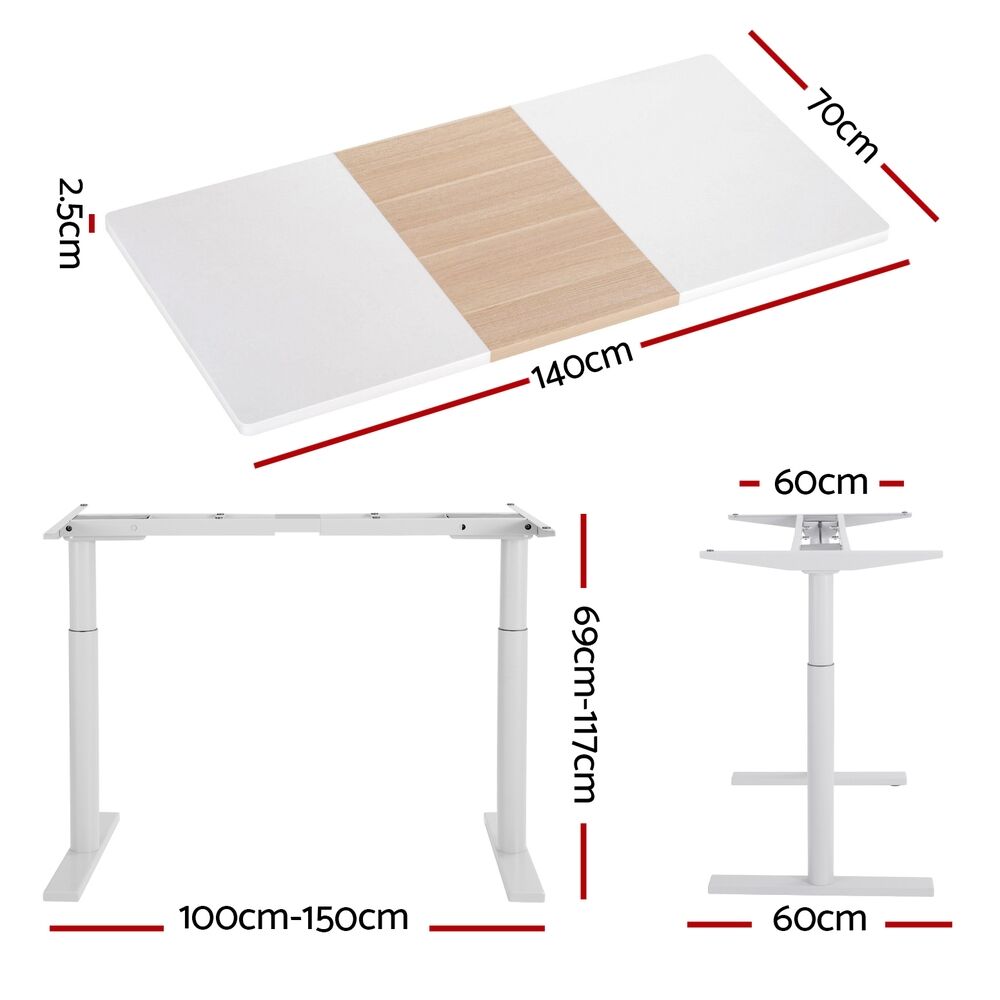 Artiss Standing Desk Motorised Electric Dual Motor 140CM White Pine Price
