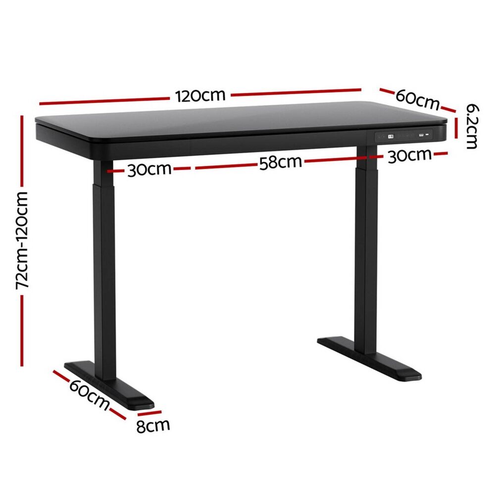Standing Desk Motorised Electric Dual Motor Drawer 120CM Black Price