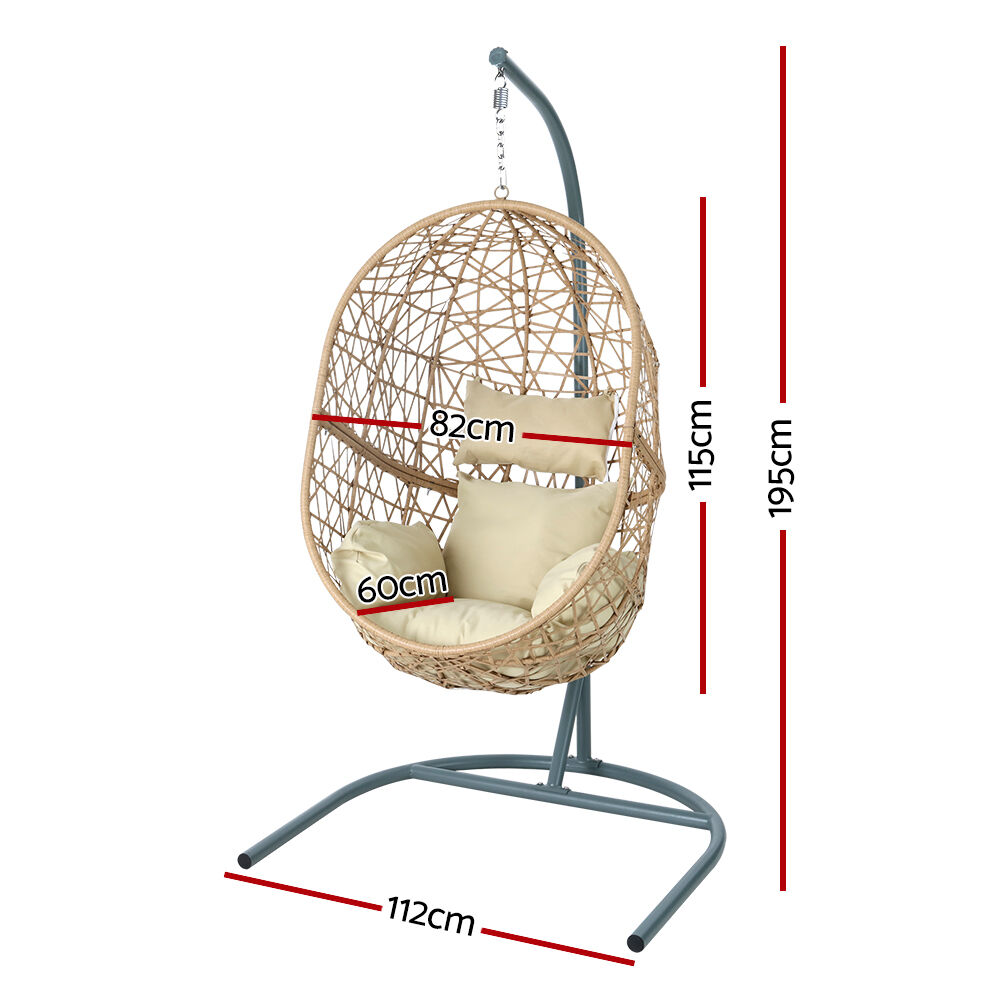 Outdoor Egg Swing Chair Wicker Rattan Furniture Pod Stand Cushion Yellow Price