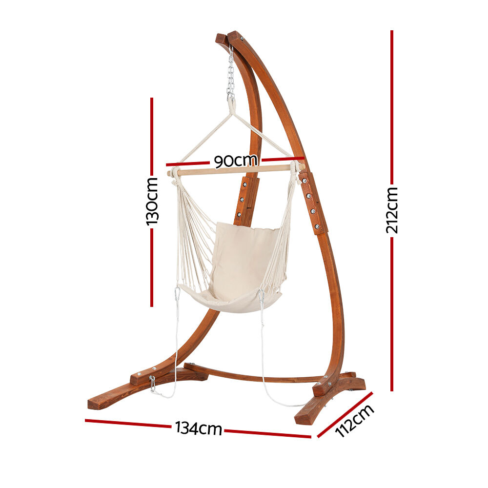 Hammock Chair Timber Outdoor Furniture Camping with Stand White Price