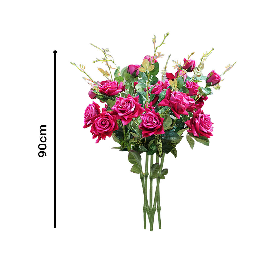 8 bunch artificial silk rose 5 heads flower fake bridal bouquet table decor pink Price
