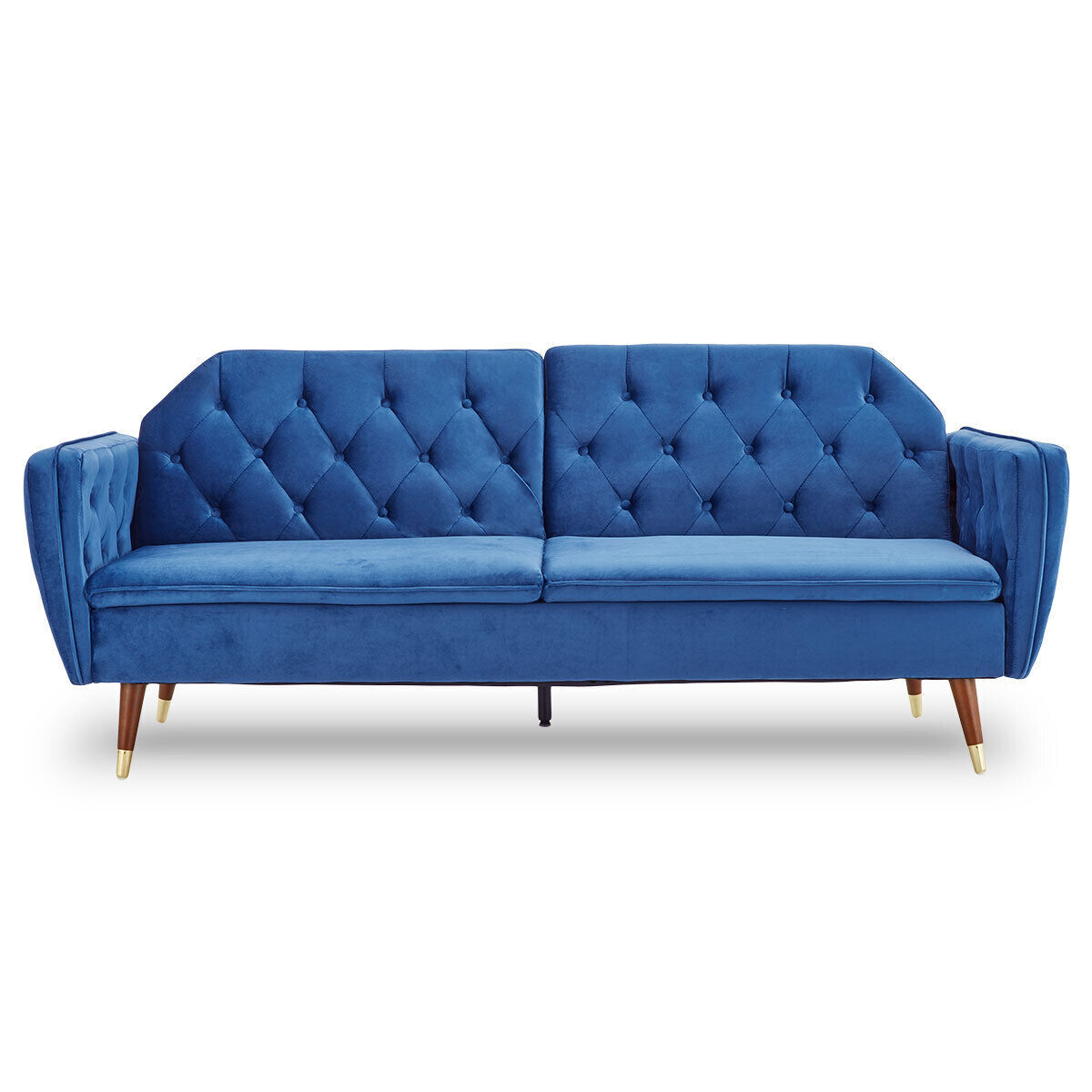 Sarantino Faux Velvet Tufted Sofa Bed Couch Futon - Black Price