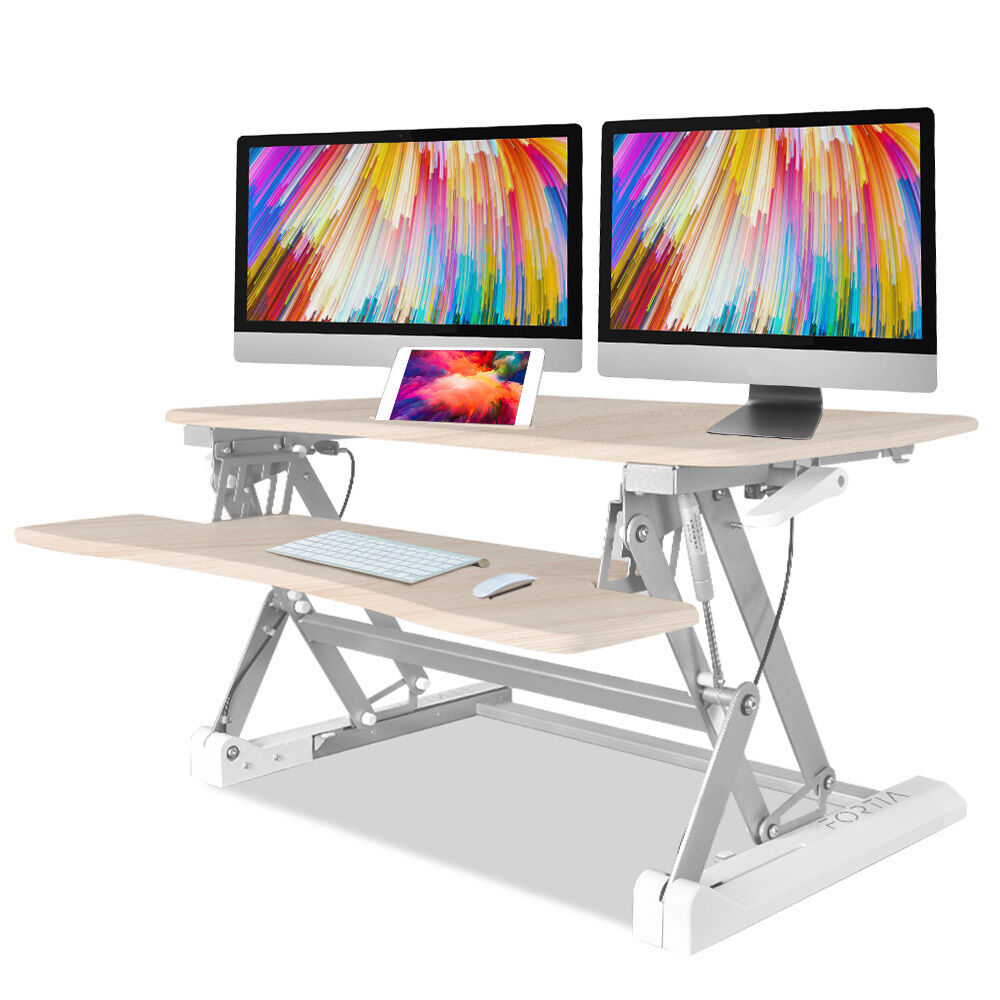 FORTIA Height Adjustable Standing Desk Riser Sit/Stand Computer Desktop Office. Price