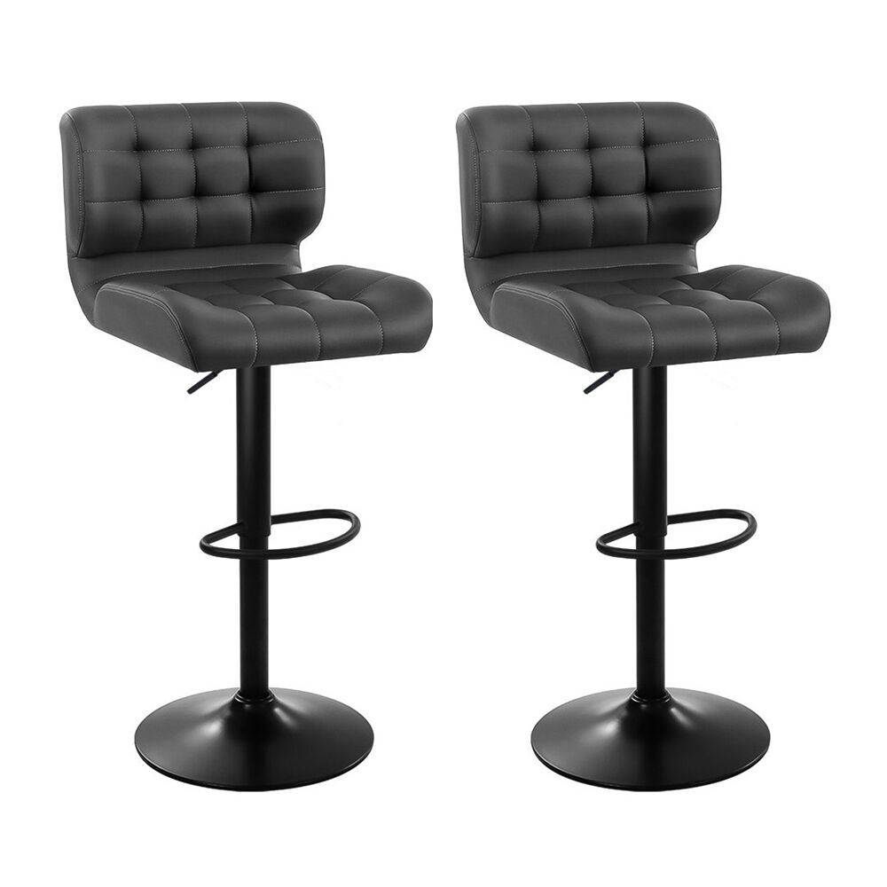 Artiss 2x Bar Stools Gas Lift Leather Padded Stool Black Price