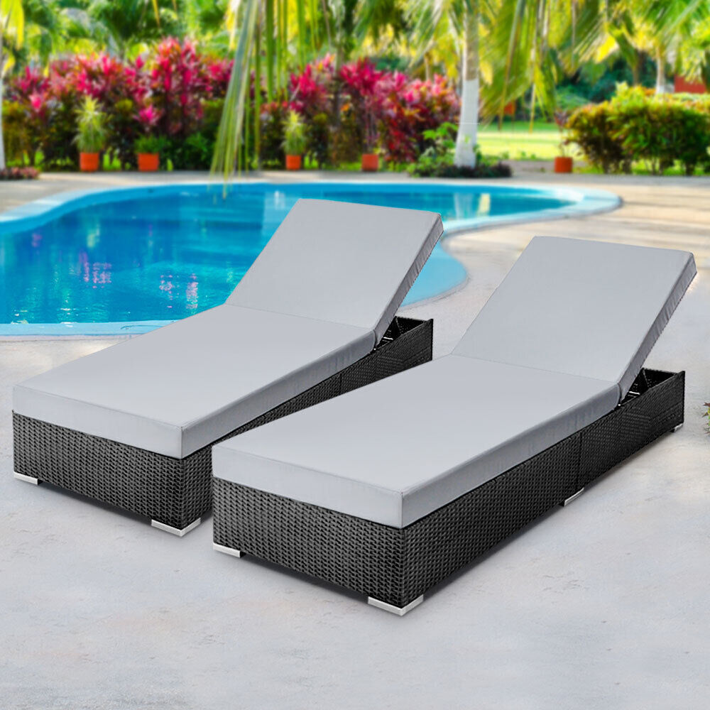 Gardeon Sun Lounge Wicker Lounger Outdoor Furniture Day Bed Adjustable Rattan Garden Cover Price