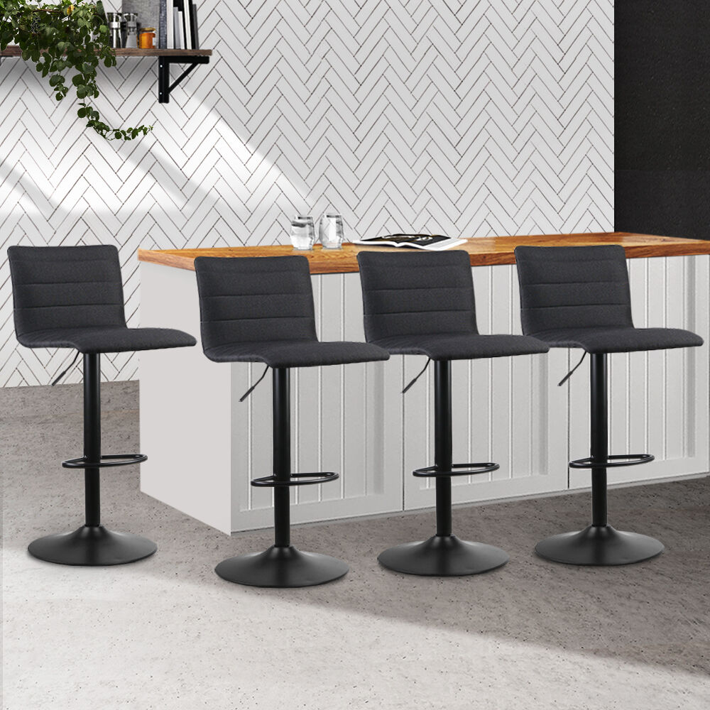 Faux Linen Bar Stools - Black Price