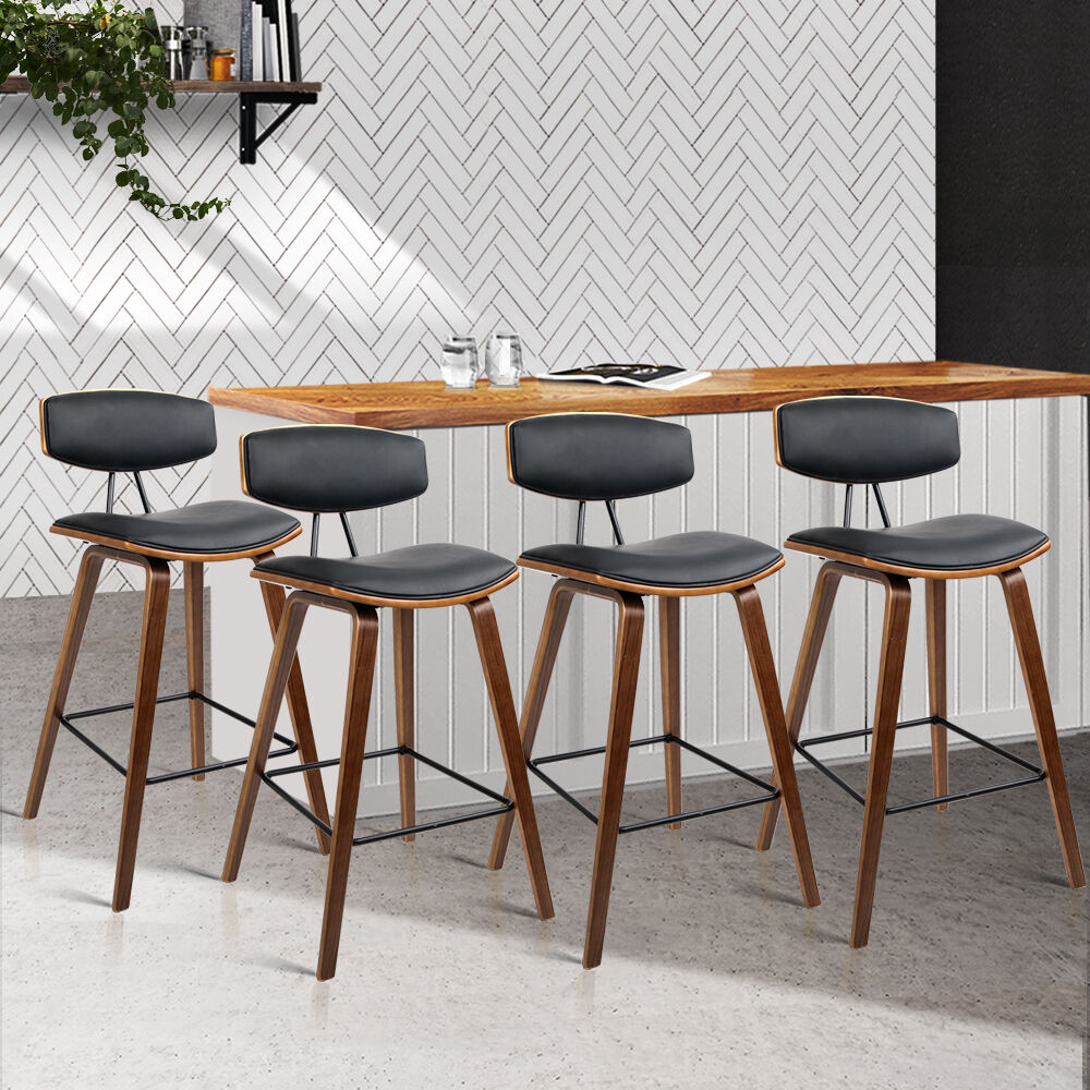 PU Leather Circular Footrest Bar Stools - Black Price