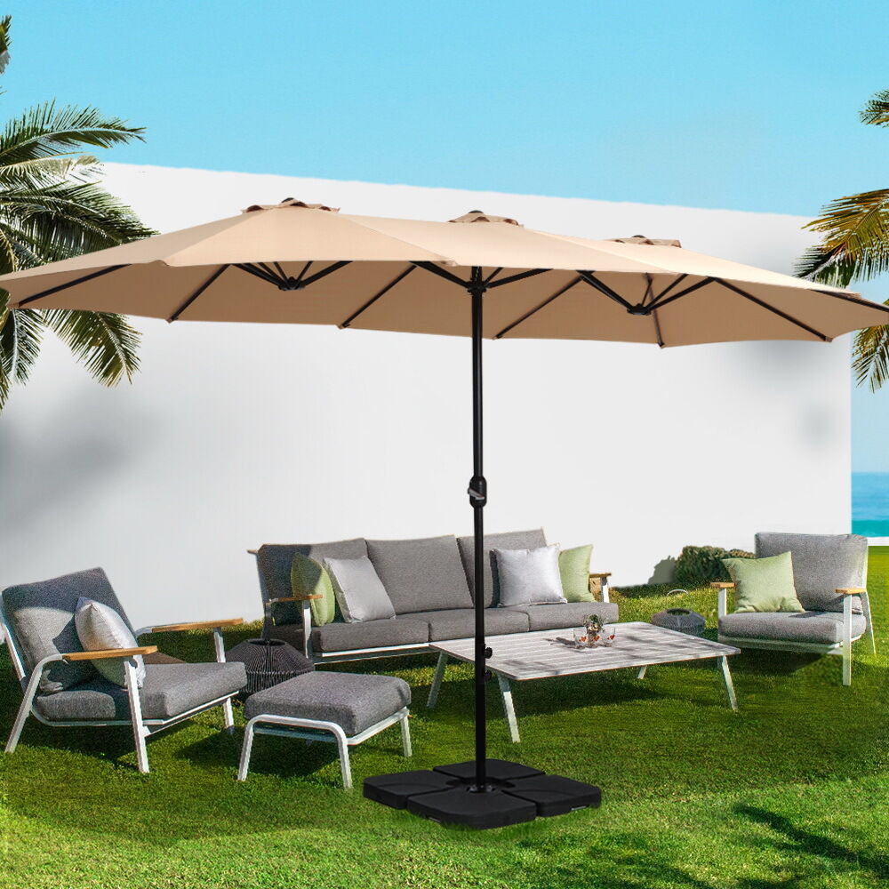 Outdoor Umbrella Twin Umbrella Beach Stand Base Garden Sun Shade 4.57m Price