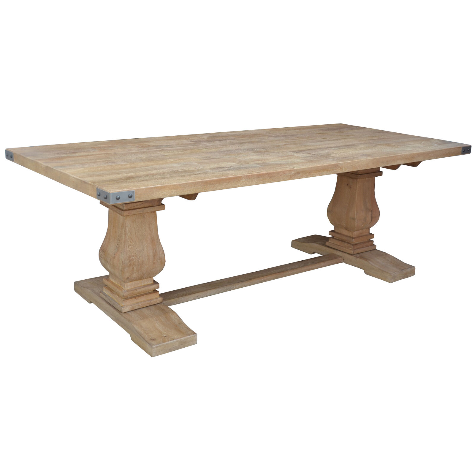 Gloriosa Dining Table Pax Pedestal Solid Mango Timber Wood - Honey Wash Price