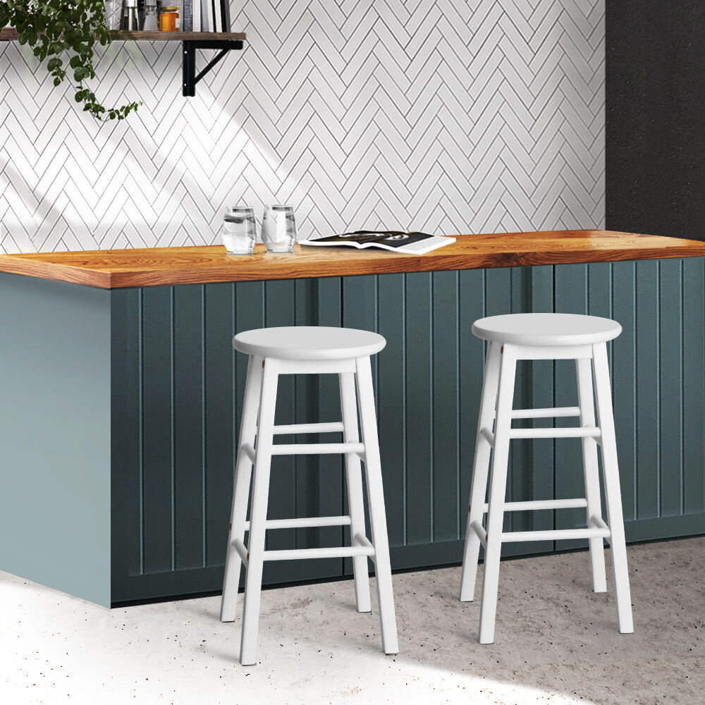 Artiss 2x Bar Stools Round Chairs Wooden Black Price