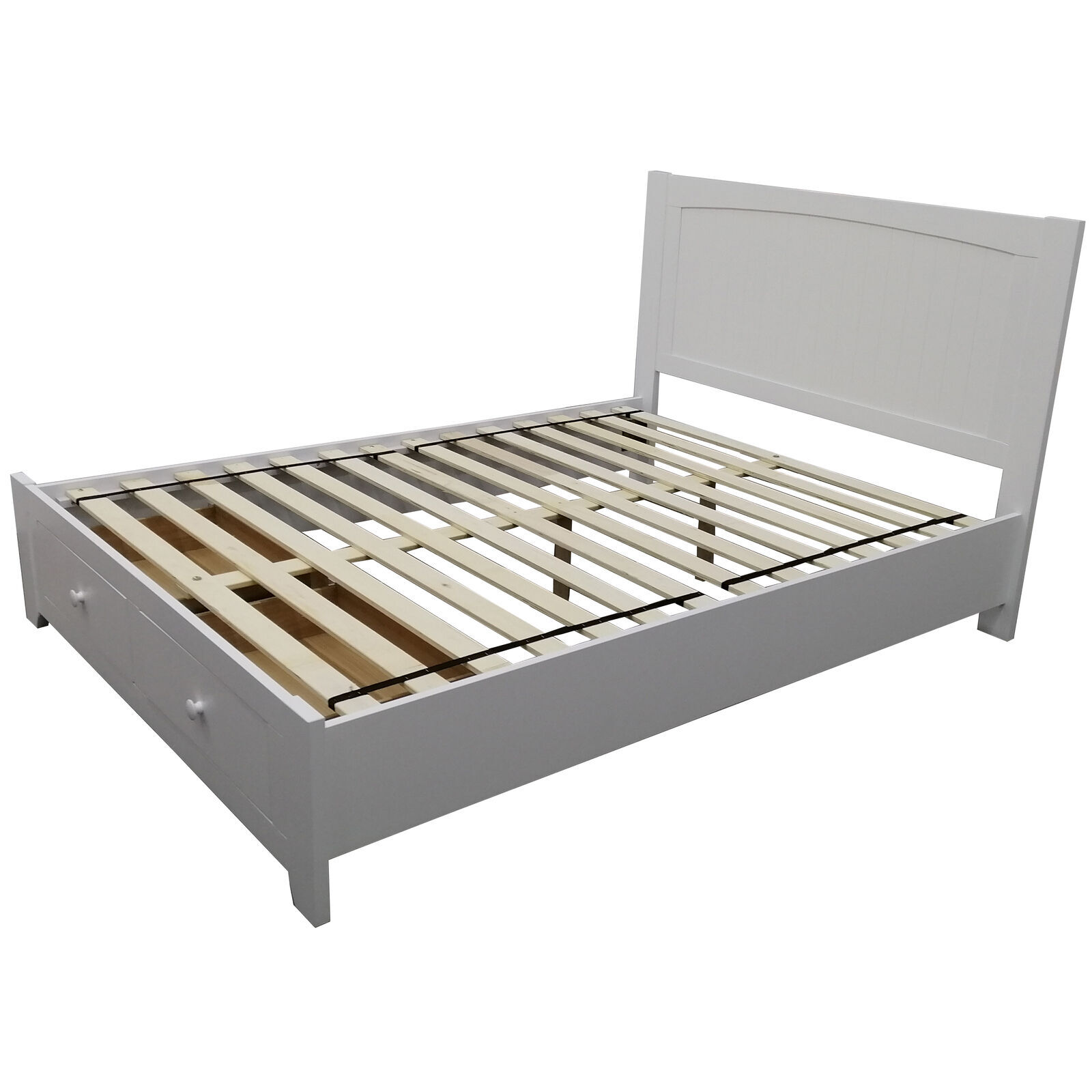 Bed Frame Mattress Base Storage Drawer Timber Wood - White Price