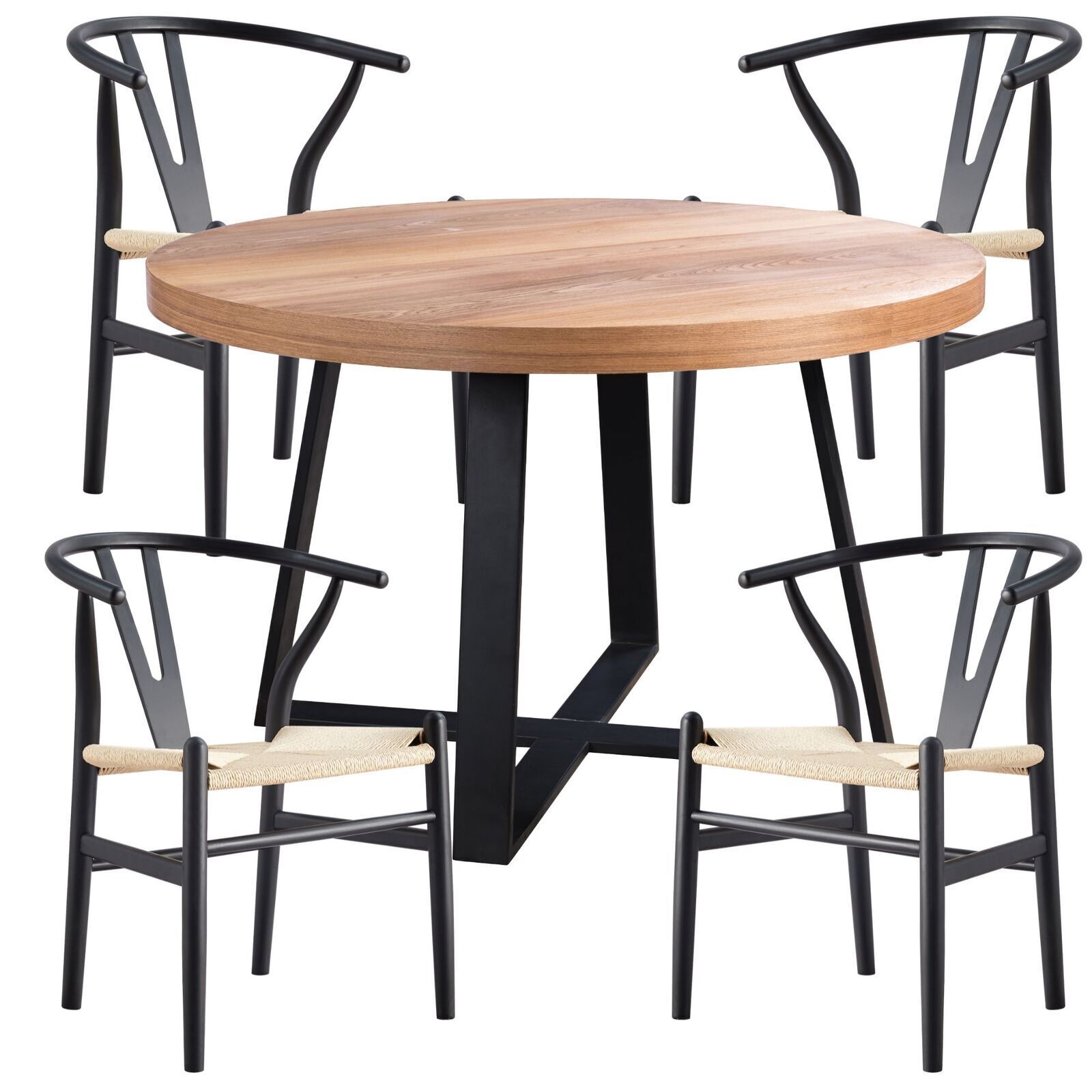 Petunia Dining Table Wishbone Chair Elm Timber Wood Metal Leg Price