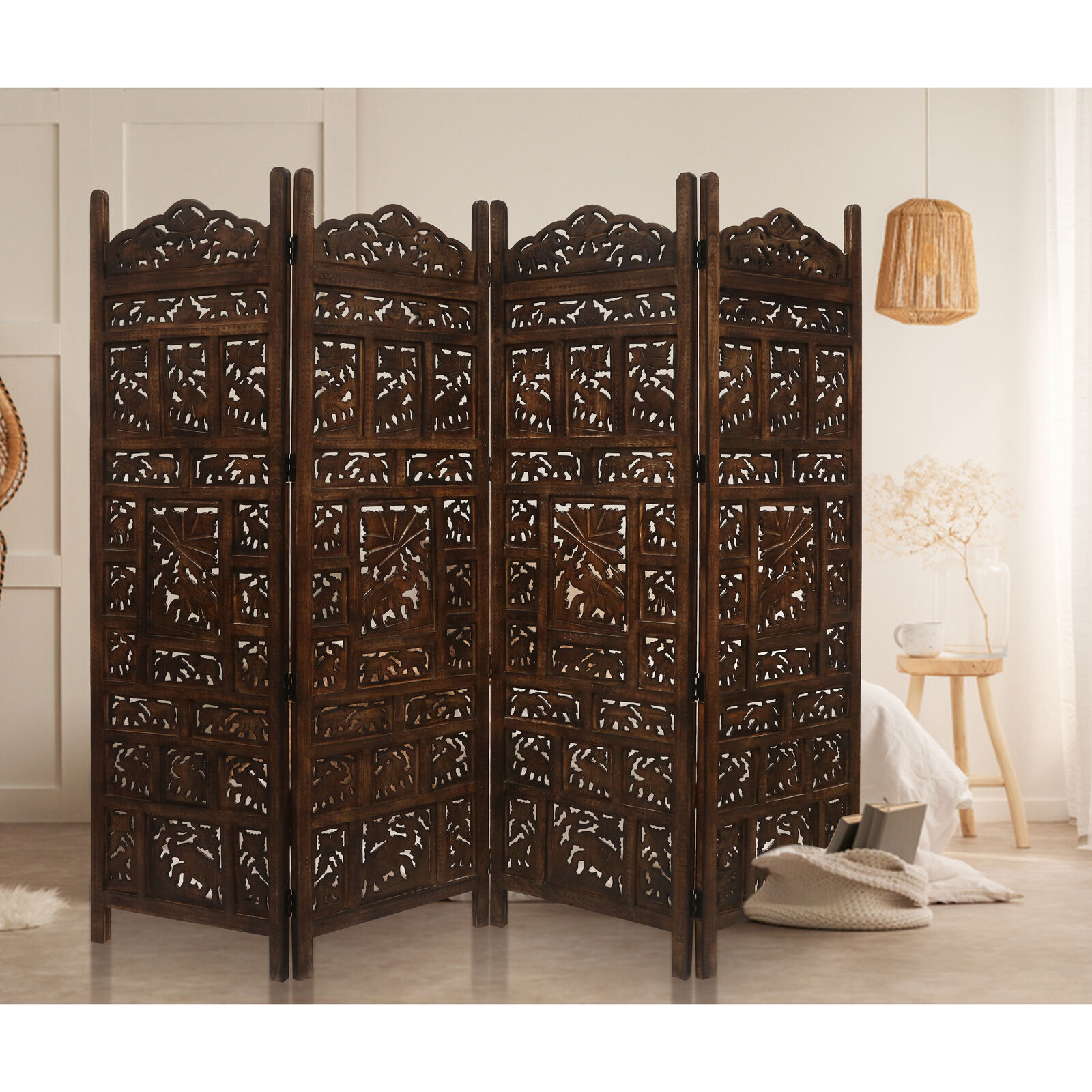 Penrith 4 Panel Room Divider Screen Privacy Shoji Timber Wood Stand Price