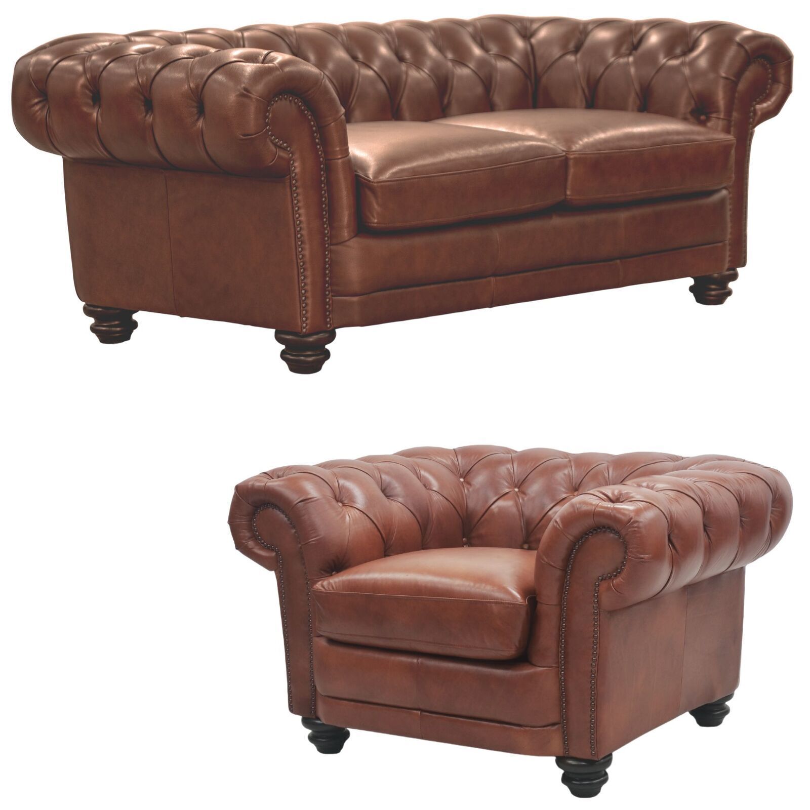 Brandermill Genuine Leather Sofa Chestfield Lounge Couch - Butterscotch Price