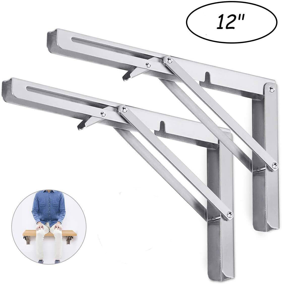 2PCS Steel Wall Mounted Folding Triangle Angle Shelf Support Bracket Rack Price