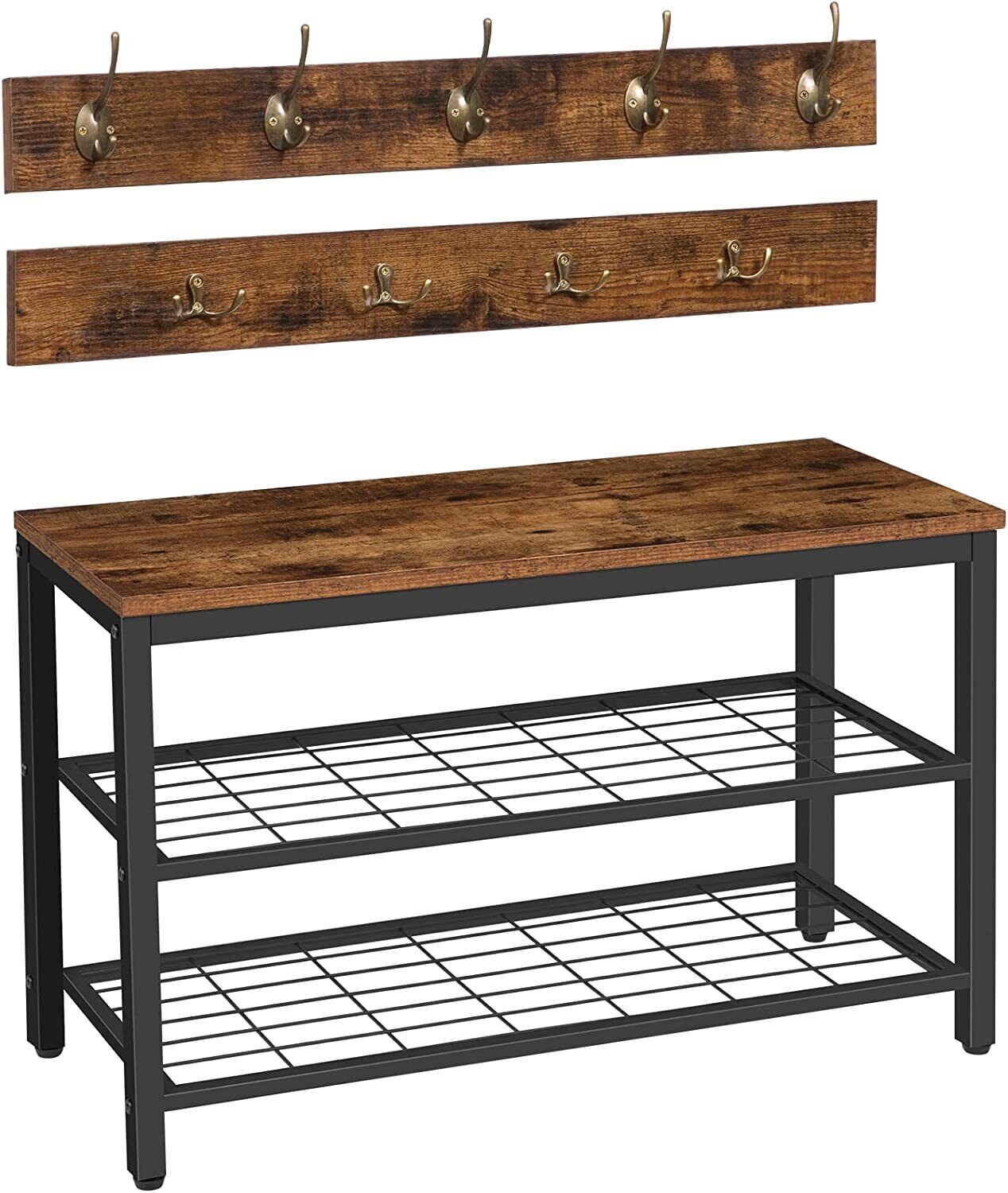Industrial Design Entryway Shoe Rack with Coat Hooks Organizer Price