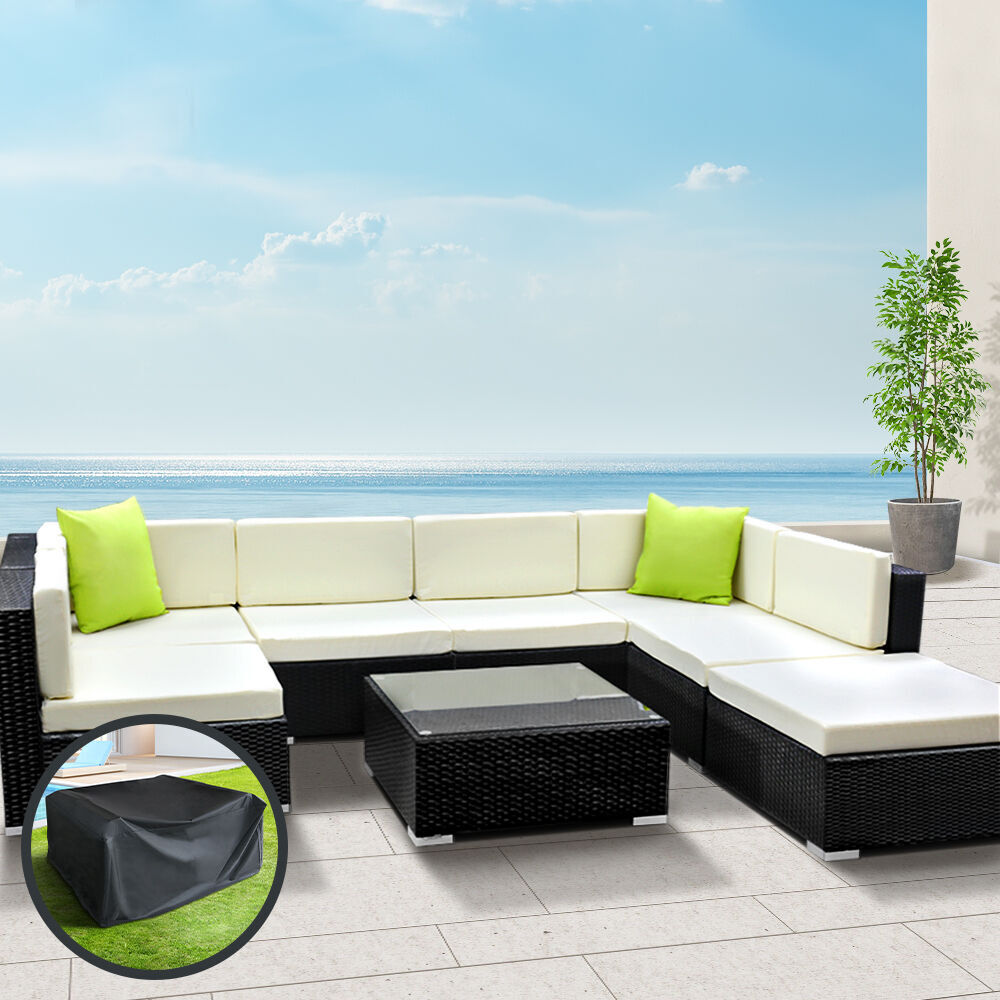 Gardeon 10-Piece Outdoor Sofa Set Wicker Couch Lounge Setting Cover Price