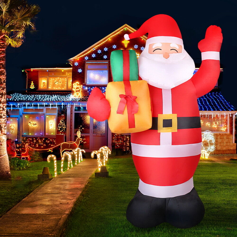 Jingle Jollys Christmas Inflatable Santa Decorations Outdoor Air-Power Light Price