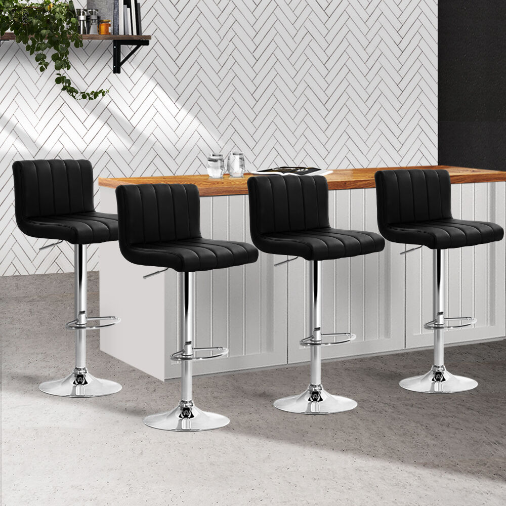 Line Style PU Leather Bar Stools - Black Price